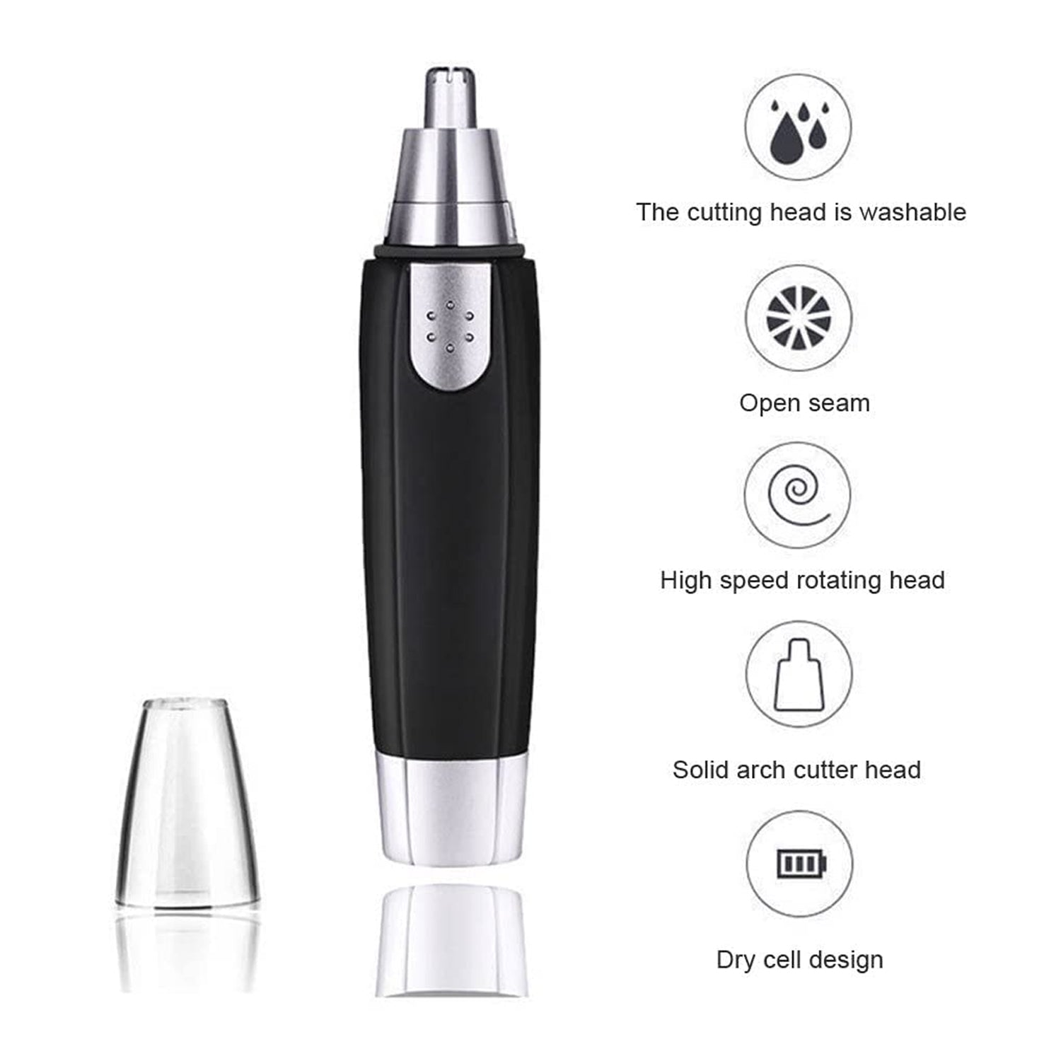 Sharp Steel Battery-Operated Ear and Nose Hair Trimmer - Springkart 