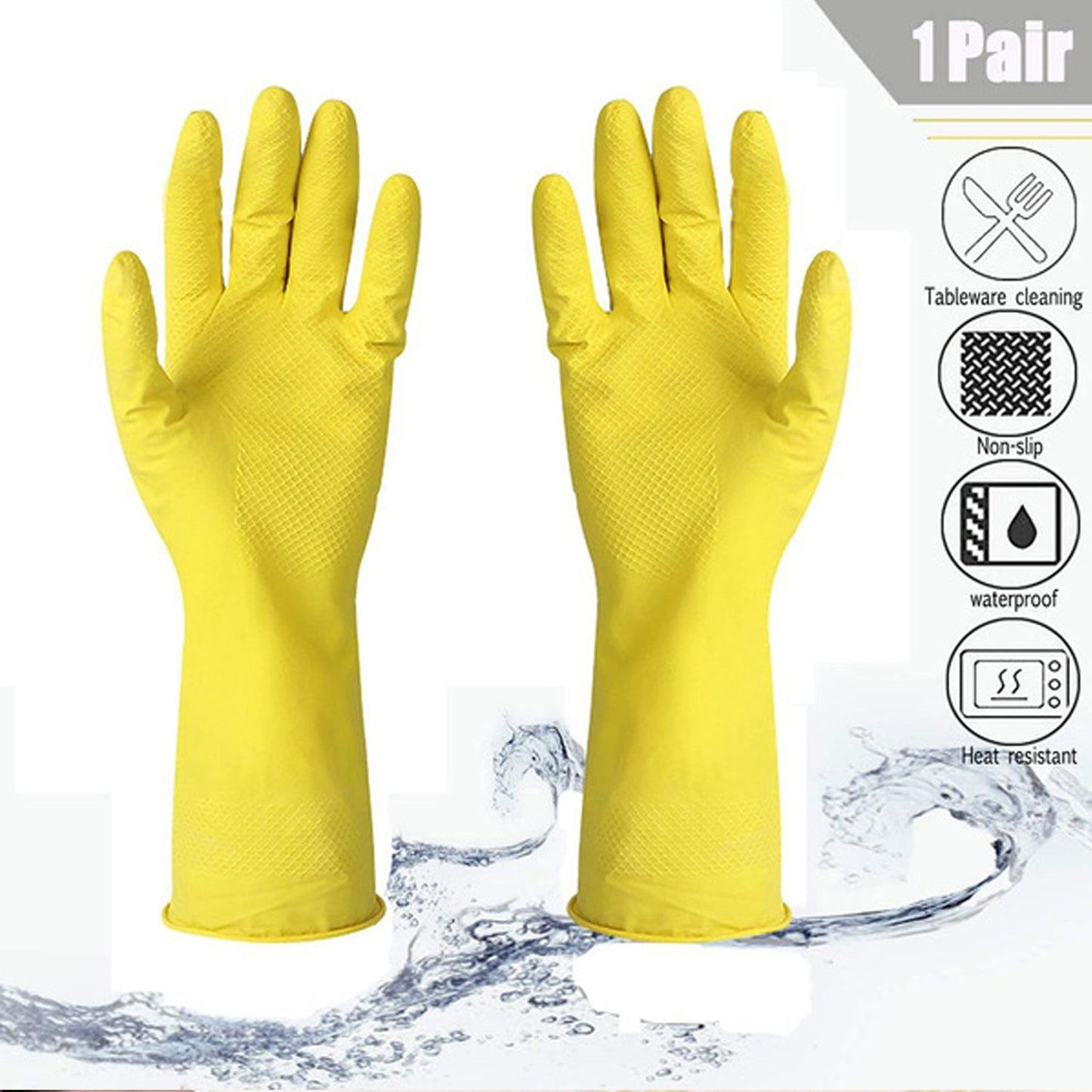 Flexible and reusable rubber gloves for kitchen cleaning