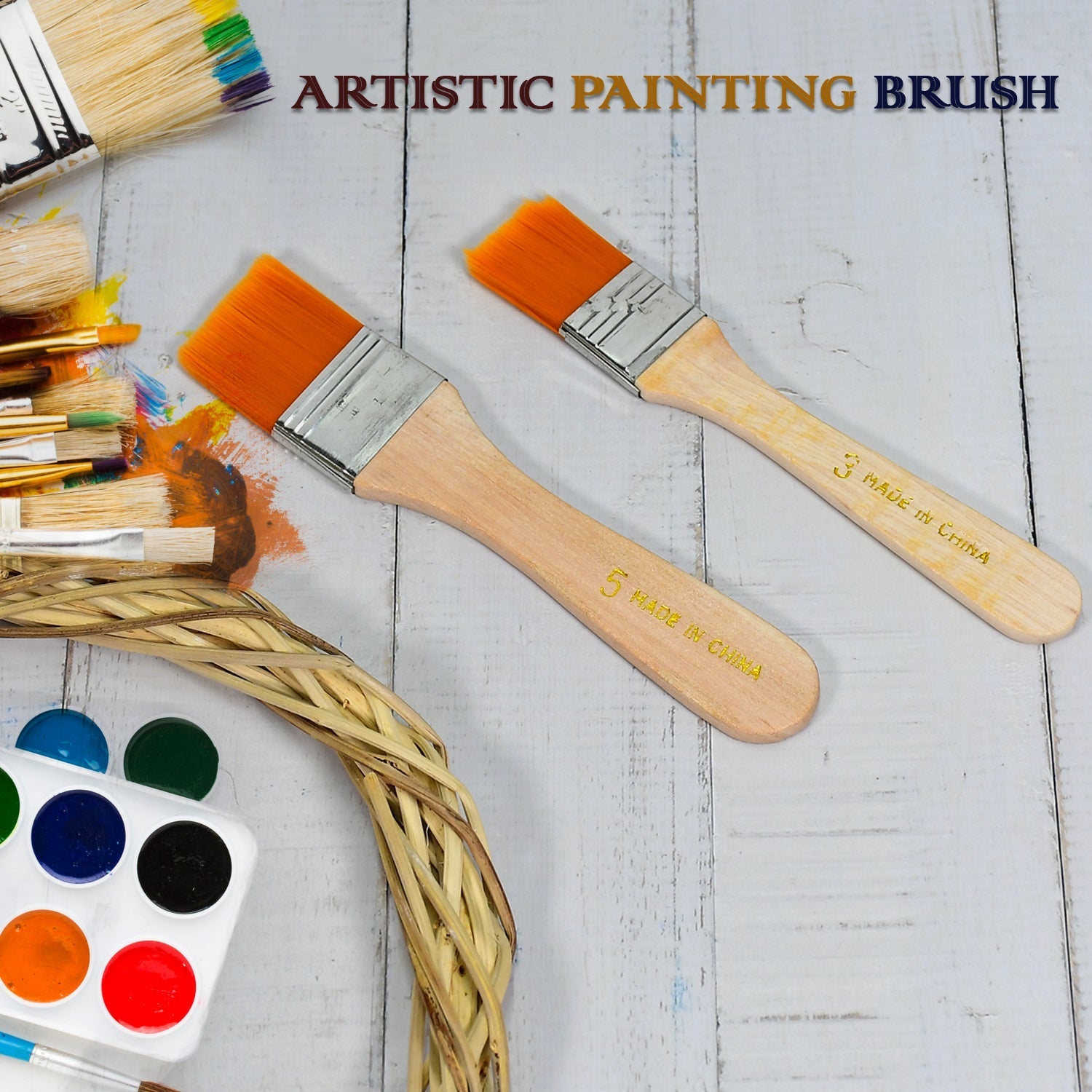Artistic Flat Painting Brush 2pc for Watercolor & Acrylic Painting. - Springkart 