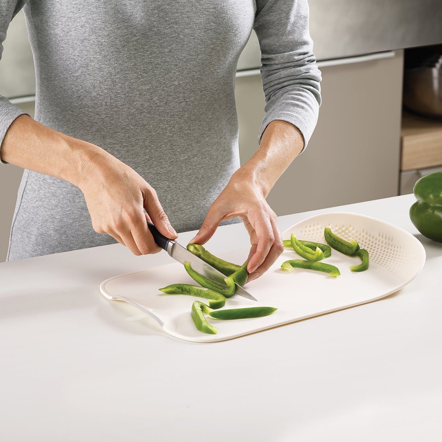 Chop & Drain Vegetables Fruits Chopping Board Sleek Knife - Springkart 