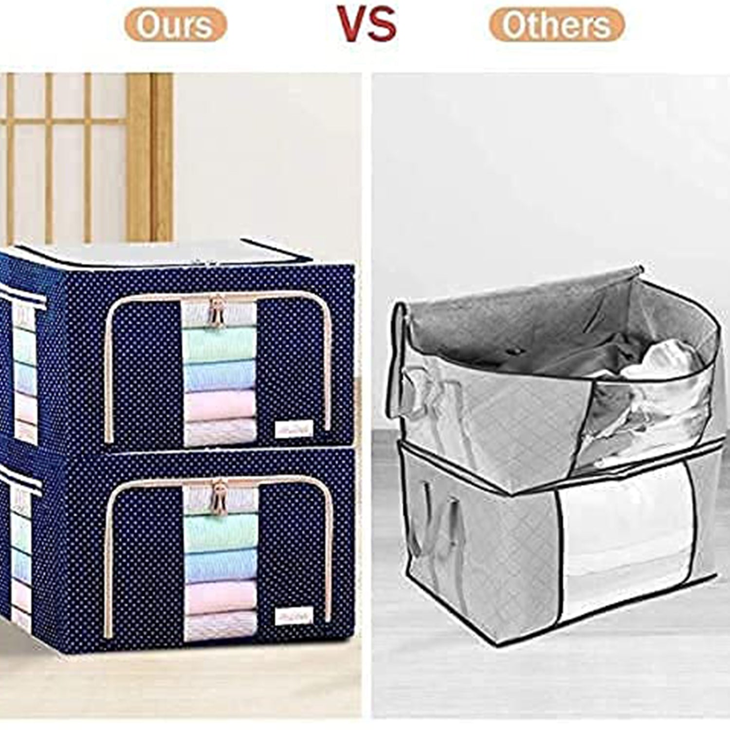 Foldable Steel Frame Clothes Living Storage Organizer Handled Bag - Springkart 