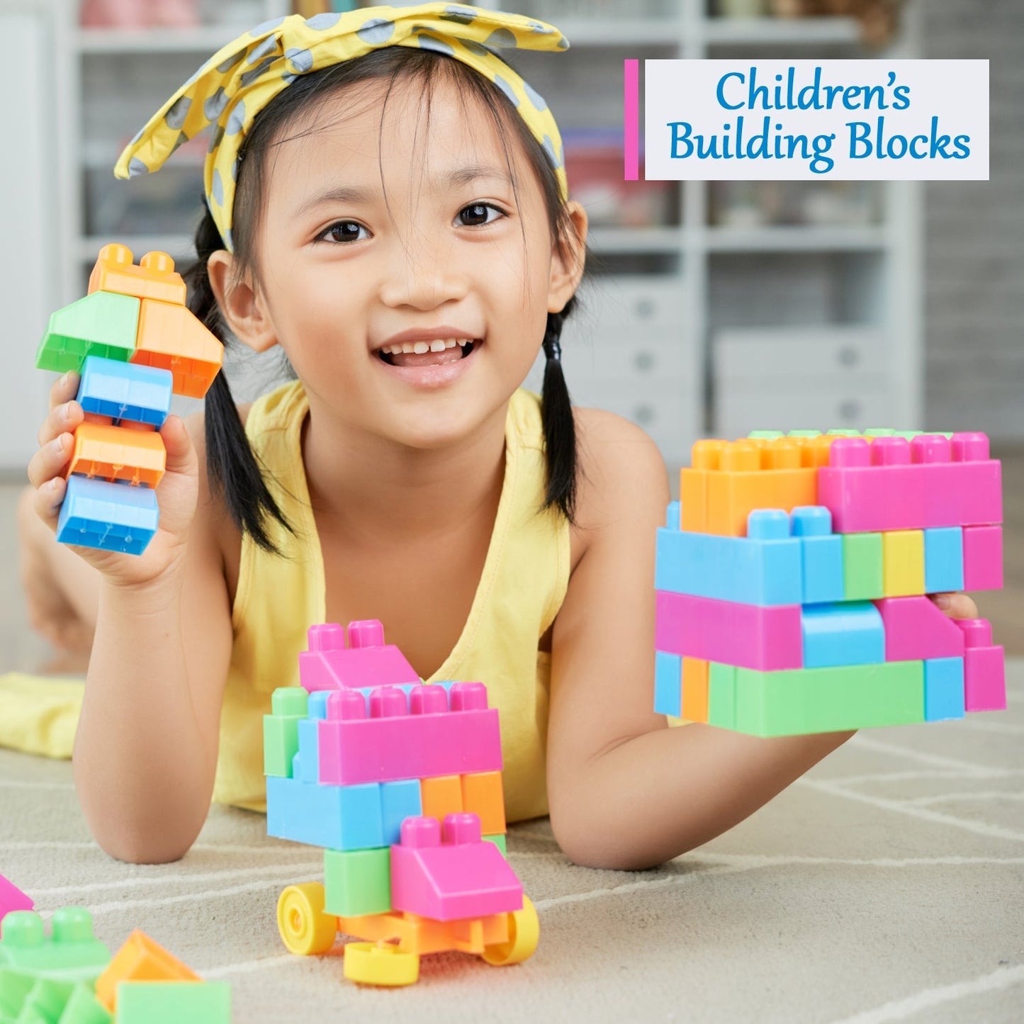 Blocks Set for Kids, Play Fun and Learning Blocks for Kids Games for Children Block Game Puzzles Set Boys, Children (Multicolor, 60 Bricks Blocks) - Springkart 