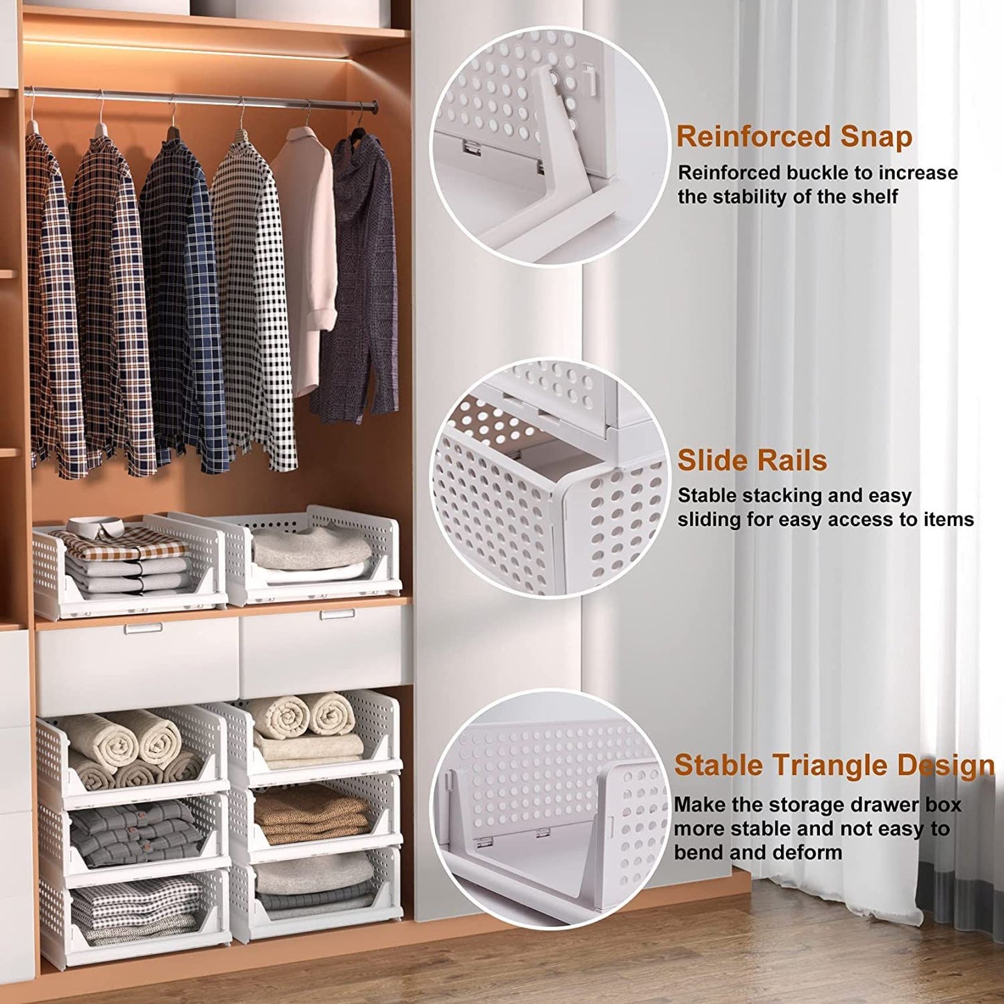 3 Layer Clothes Organizer for Wardrobe Cupboard Organizer for Clothes Foldable and Stackable Closet Organizer Drawer Organizer for Clothes, Multi Purpose Plastic Drawer - Springkart 