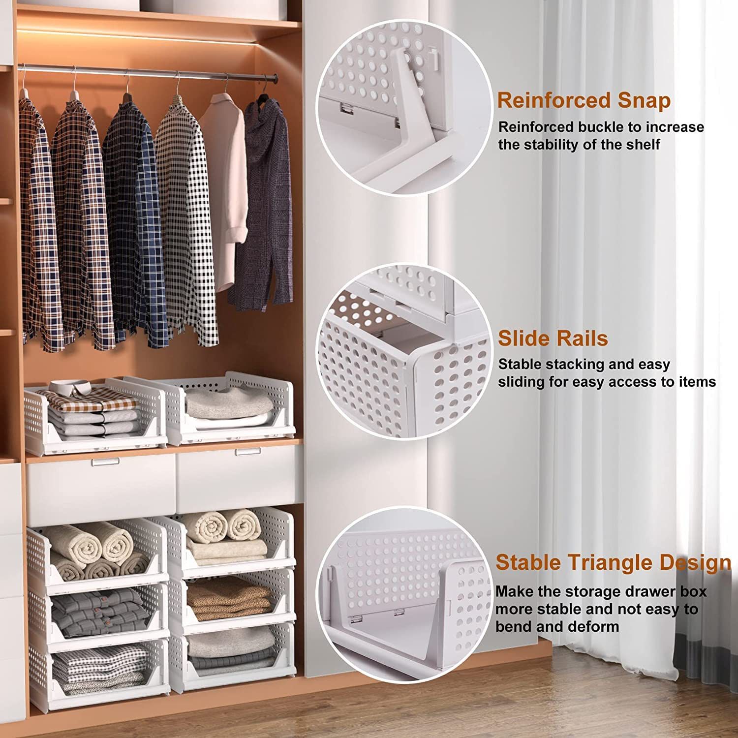 3 Layer Clothes Organizer for Wardrobe Cupboard Organizer for Clothes Foldable and Stackable Closet Organizer Drawer Organizer for Clothes, Multi Purpose Plastic Drawer - Springkart 