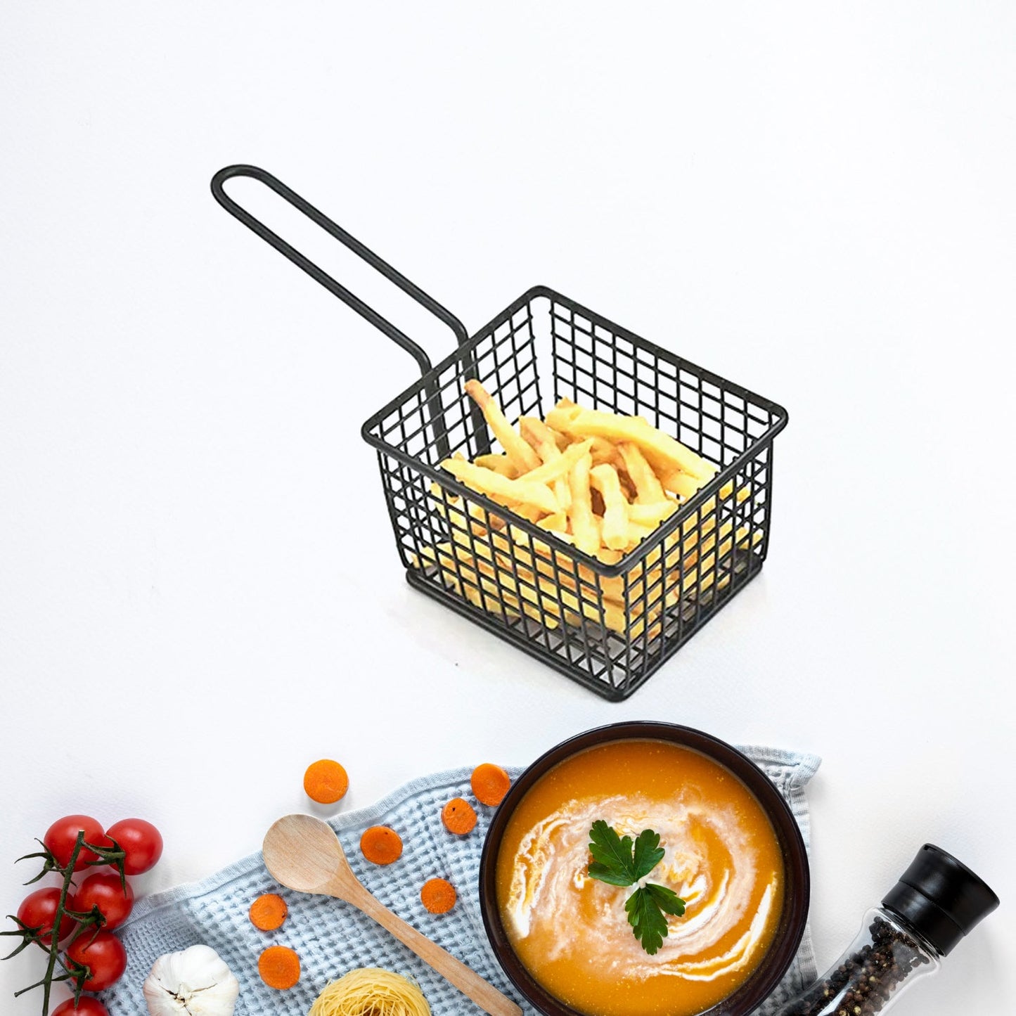 frying baskets for chips Stainless Steel Snack Basket Potato Mesh Strainer Basket French Fries Food Basket Food Strainer Cooking Tools frying basket - Springkart 