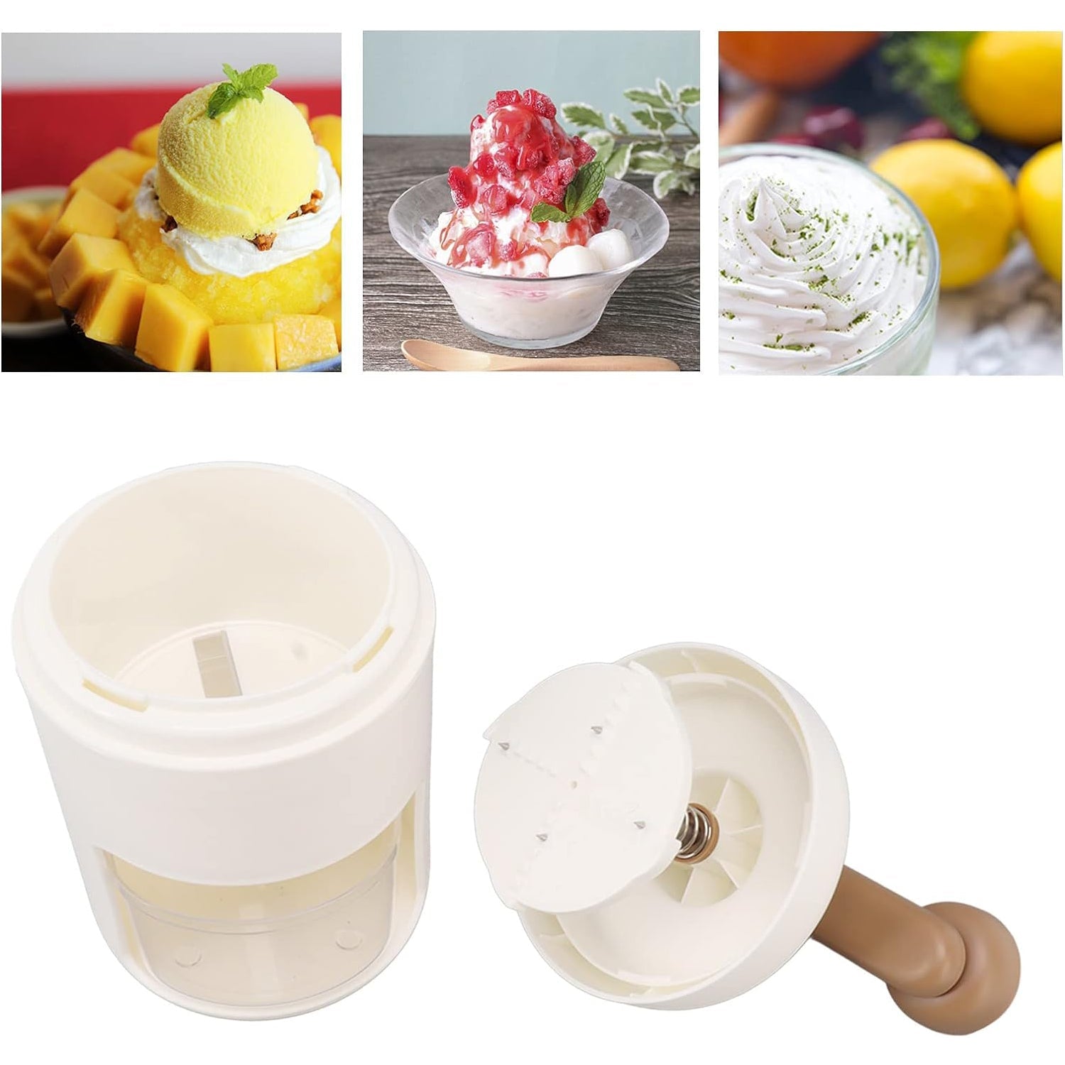 Portable Gola Maker Ice Crusher and Shaved Ice Machine, Hand Shaved Ice Machine Manual Fruit Smoothie Machine Mini Household Ice Shaver Small Ice Crusher - Springkart 