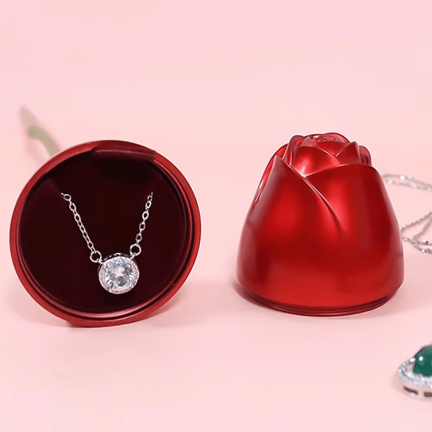 Metal Red Rose Couple Jewelry Box-Fancy Jewelry Box (1 Pc) - Springkart 