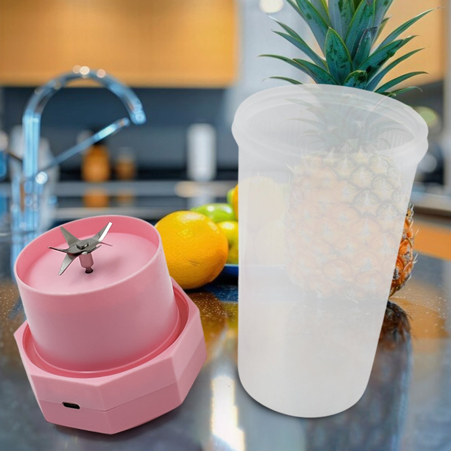Portable Multifunctional Electric Juicer Cup, USB Juice Maker 6 blade (350 ML) - Springkart 
