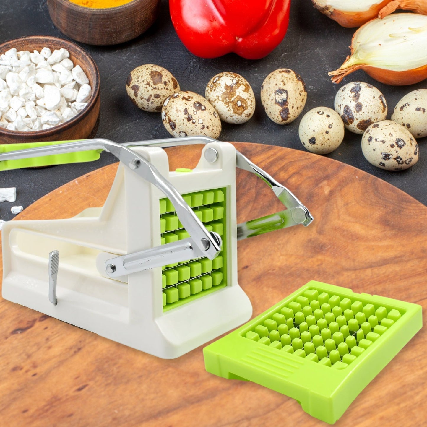 French Fry Cutter, Great with Vegetables, Potato Fries Cutter Professional Vegetable Cutter Stainless Steel Cutter Potato, Onions, Carrots, Cucumbers, Fruits Potato Cutter (1 pc) - Springkart 