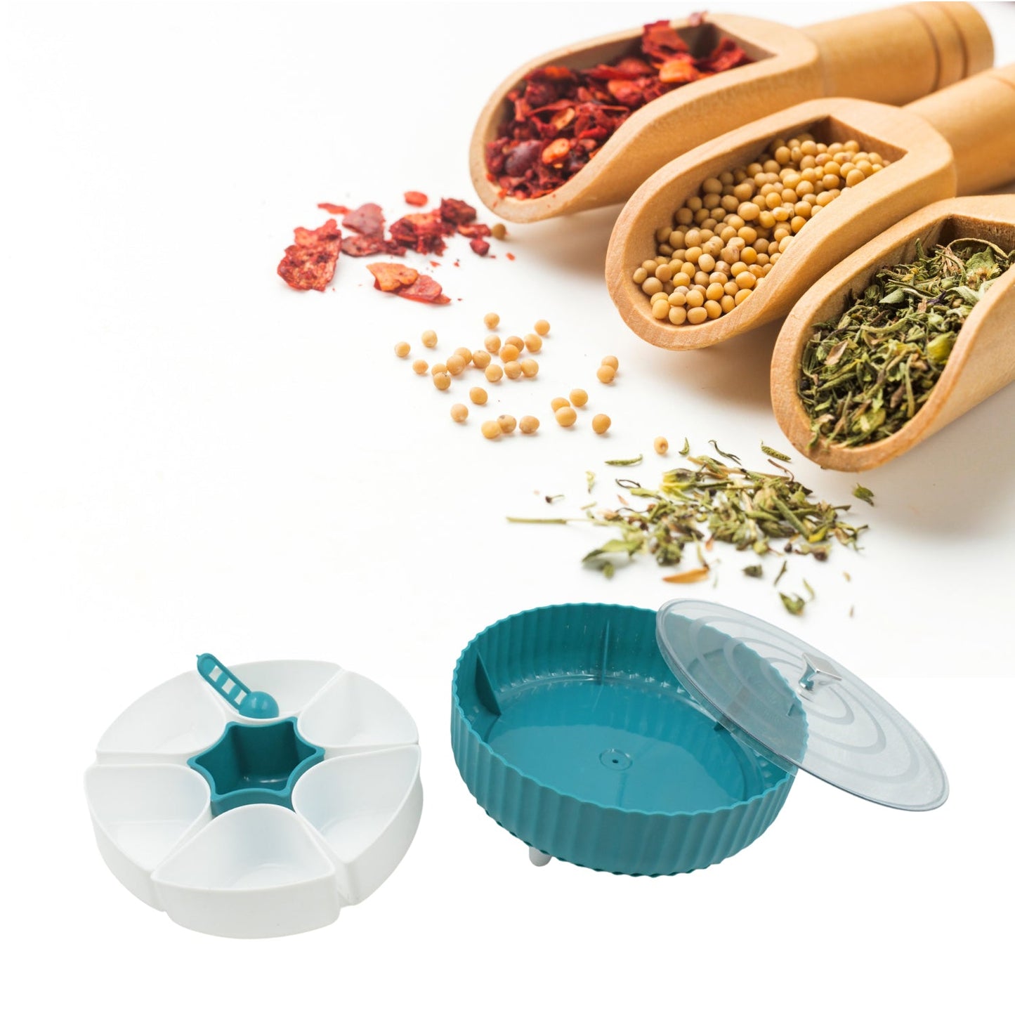 Dry Fruit & Snack Organizer: 360° Revolving Box (7 Compartments, Airtight) - Springkart 