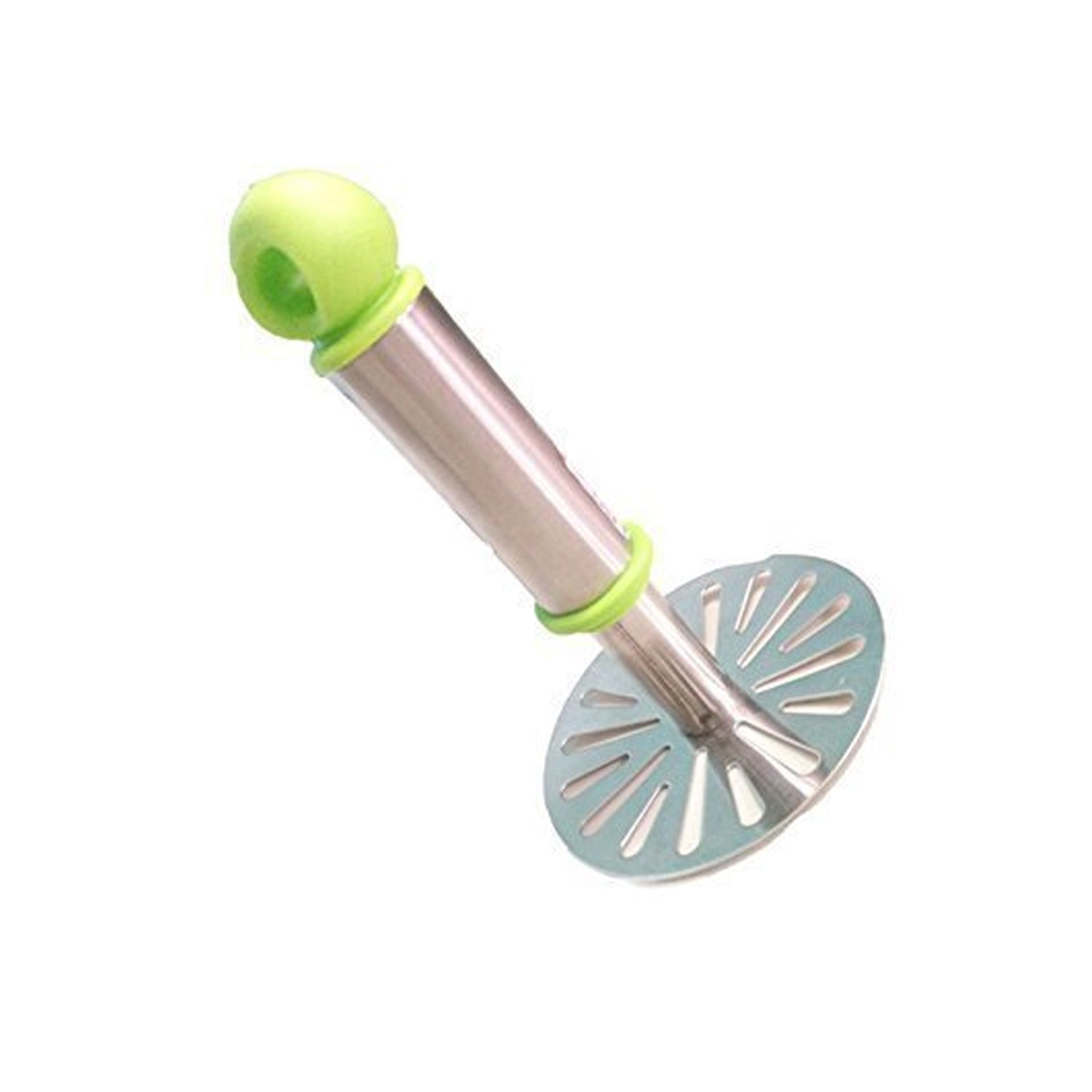 Ganesh Potato / Pav Bhaji Masher with Plastic Handle, Silver & Plastic - Oval Pav Masher, Potato 1-Piece, Smasher Handle, Multicolor - Springkart 