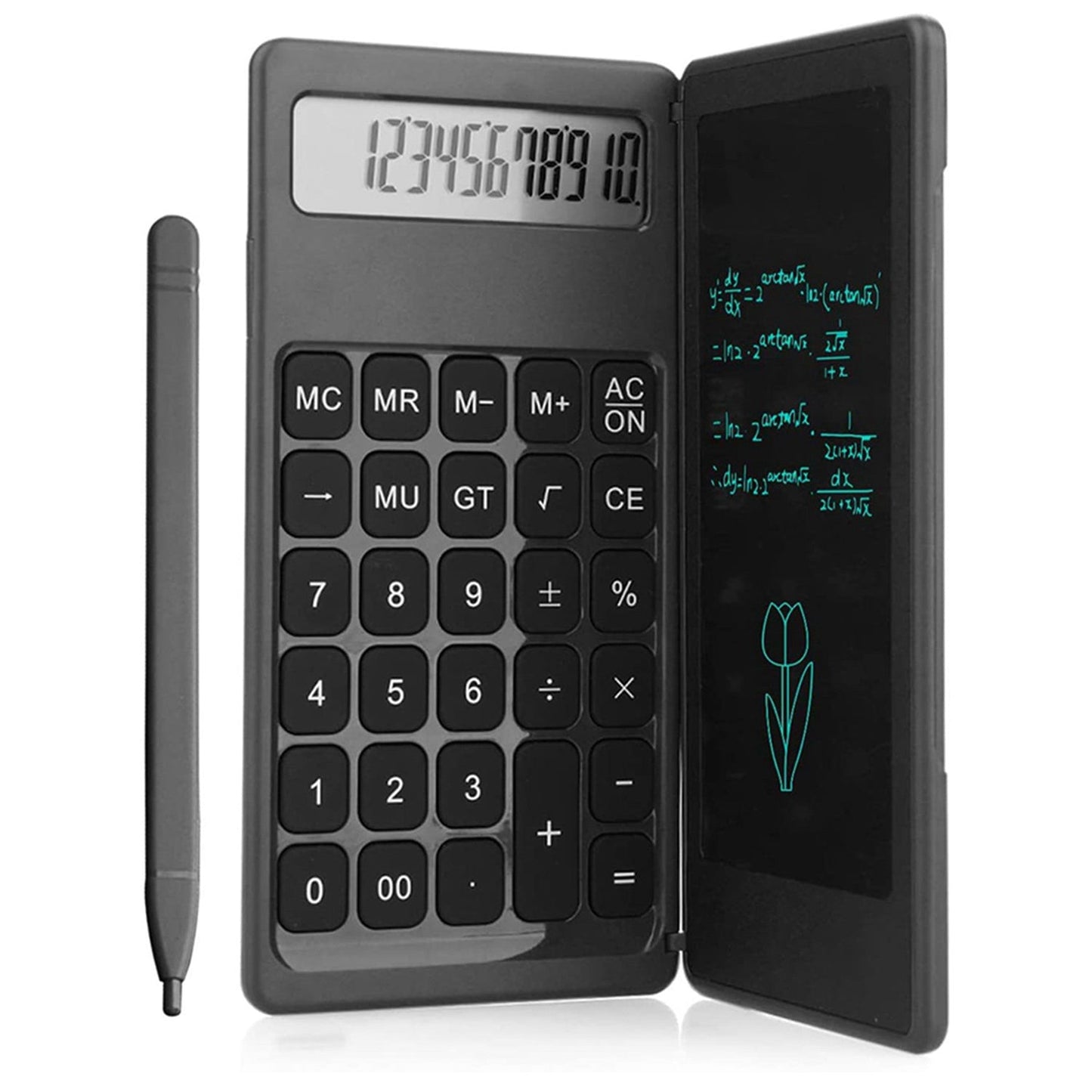 Foldable Calculator With 6 Inch LCD Tablet Digital Drawing Pad Stylus Pen Erase Button Lock Function Smart Calculator -01 - Springkart 