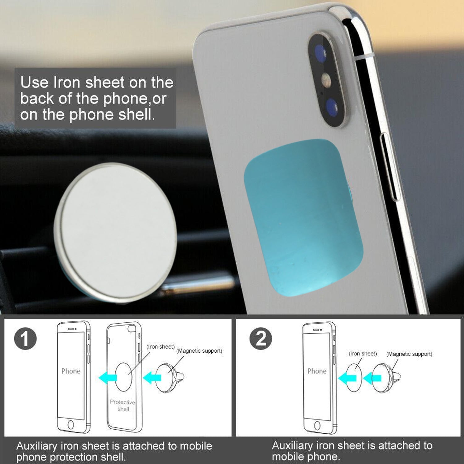 Mini Magnetic Car Dashboard Mount Mobile Phone Holder with Metal Body Dashboard/Home & Table Compatible with All Smart Phones and Mobiles (1 Pc) - Springkart 
