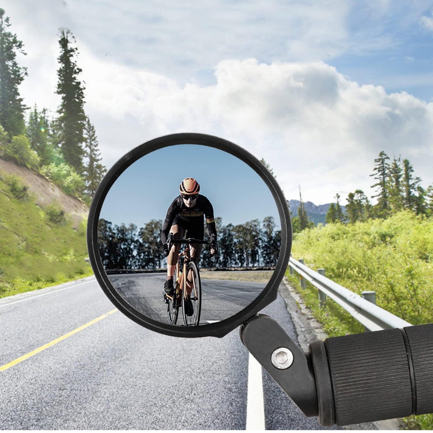 Bar End Bike Mirror, Safe Rearview Mirror 360° Rotatable & Foldable Safety Bicycle Rear View Mirror, Mirror Durable Bike Mirror (1 Pc) - Springkart 