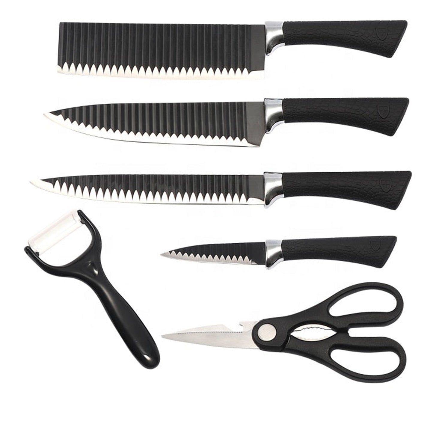 Stainless Steel Knife Set With Chef Peeler And Scissor (6 Pieces) - Springkart 