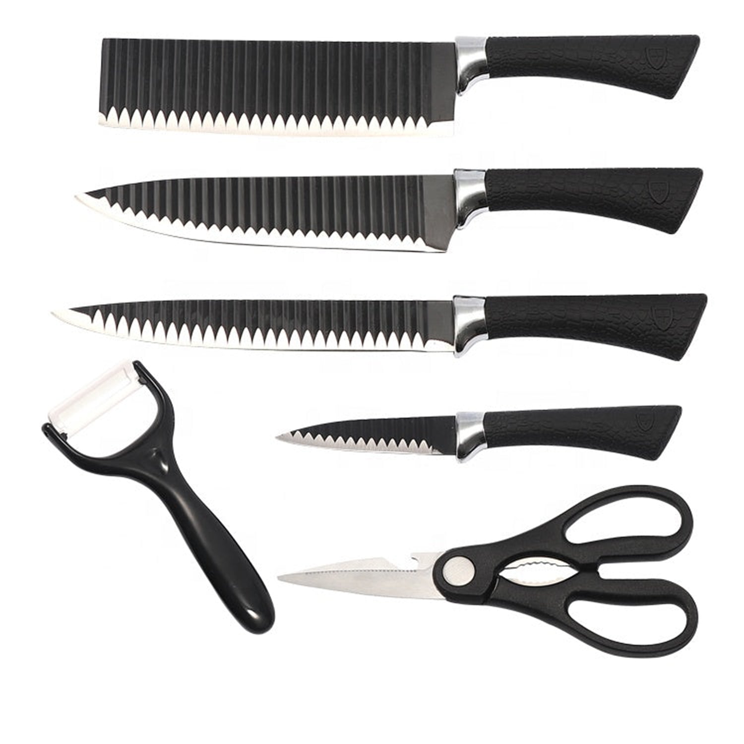Stainless Steel Knife Set With Chef Peeler And Scissor (6 Pieces) - Springkart 