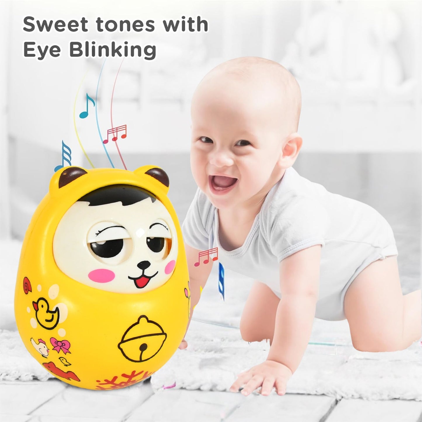 Musical Roly Poly Toys for Baby | Push and Shake Wobbling Toy with Music | Tumbler Doll Toy for Babies | Sound Balancing Doll Toys for Baby Boys, Girls 8+ Months Multicolor (1 Pc) - Springkart 