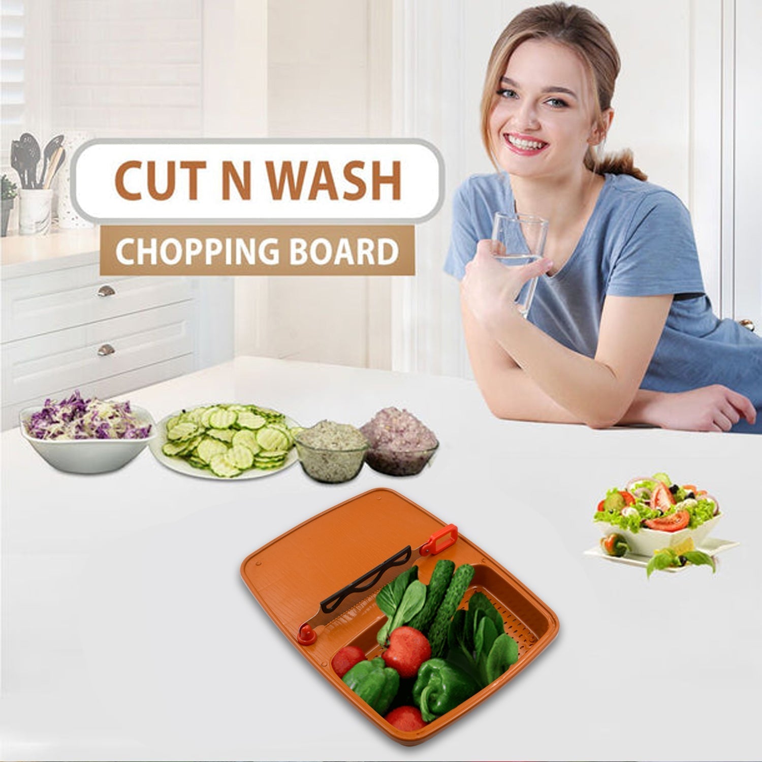 Cut N Wash Box and tray used in all kinds of household kitchen purposes for cutting and washing within of fruits and vegetables. - Springkart 