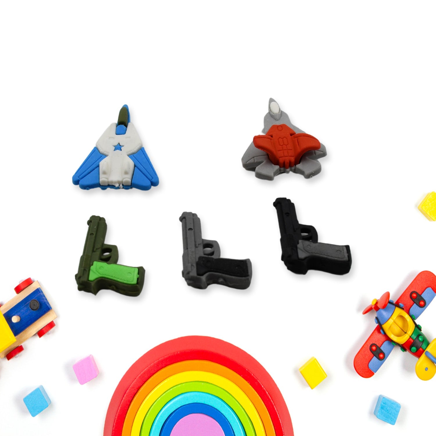 Eraser for Kids| Gun & Plane Shape Eraser| Eraser Set Box| School Eraser| Stylish Eraser| Eraser for Kids School| Eraser for Artist| Cute| Birthday Gifts for Kids, Birthday Return Gifts (5 Pc set) - Springkart 