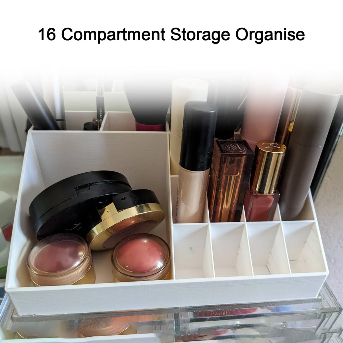 Makeup Organiser Cosmetic Makeup Lipstick Storage Box with Drawer Plastic Case Holder Skin Care Products (1 Pc) - Springkart 