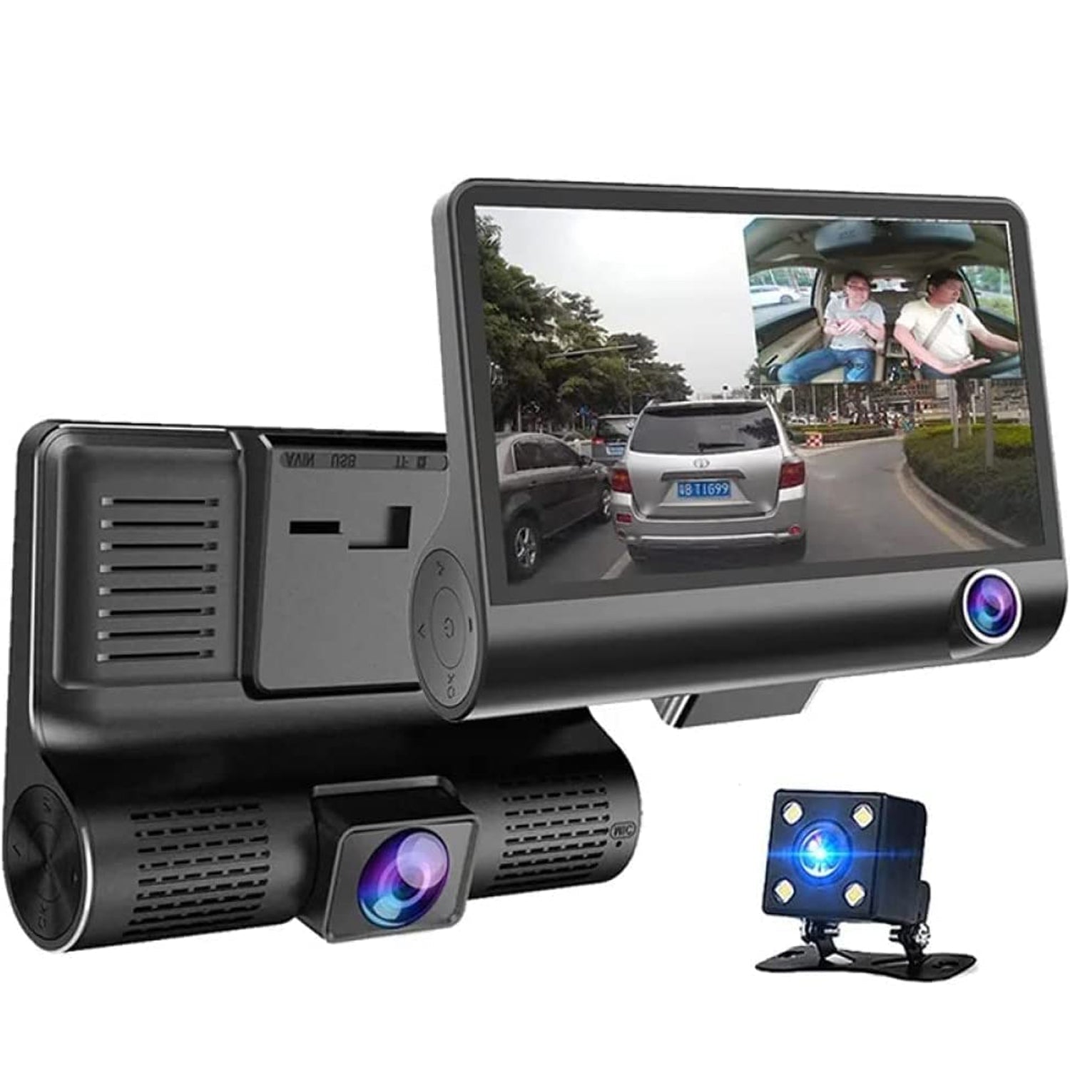 Dual Car DVR Dashboard Full HD Front and Rear Camera for Cars, Loop Recording, 4 HD Display, G-Sensor, Recording (1 Pc) - Springkart 