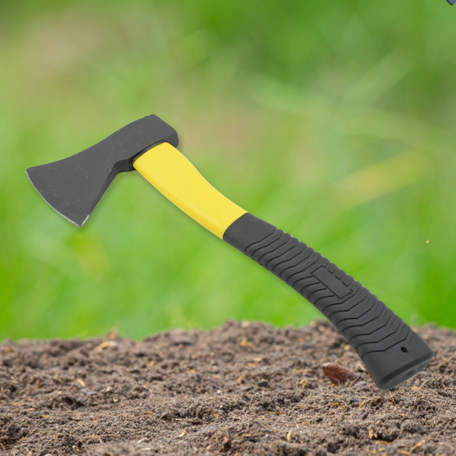 Gardening Tools Hatchet Axe Fiberglass Body Rubberized Handle Wood Cutting Axe, Camping Axe, Safety Axe, Pick Axe (972 Gm) - Springkart 