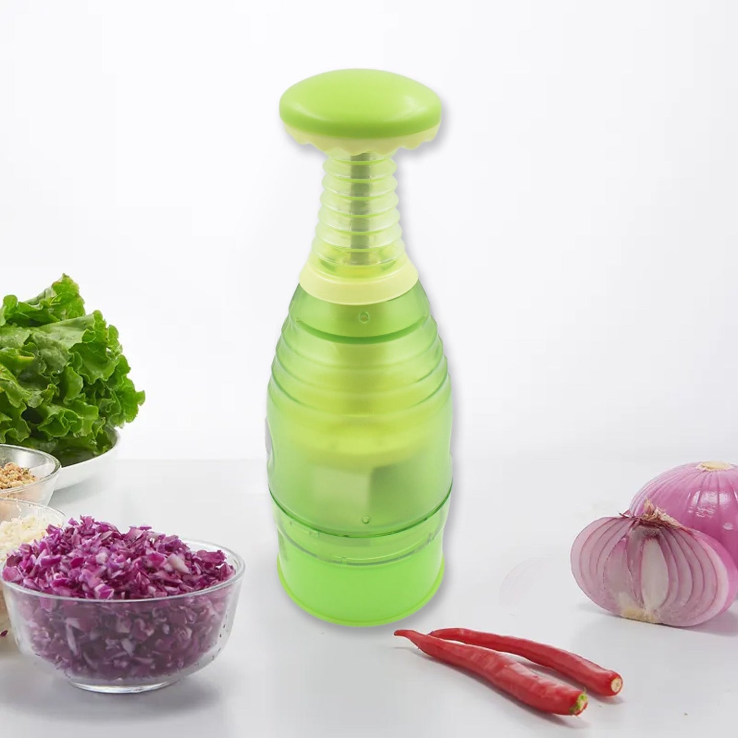 Food Chopper, Easy to Clean Manual Hand Chopper Dicer, Slap Press Chopper Mincer for Vegetables Onions Garlic Nuts Salads - Springkart 