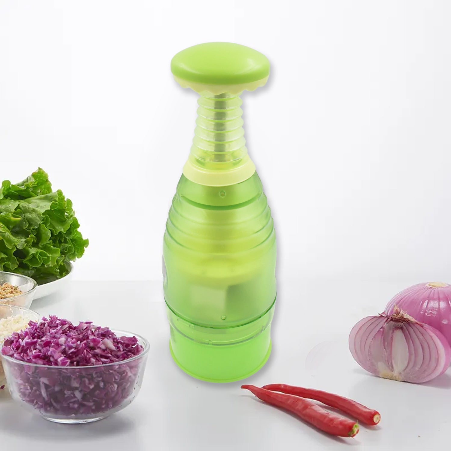 Food Chopper, Easy to Clean Manual Hand Chopper Dicer, Slap Press Chopper Mincer for Vegetables Onions Garlic Nuts Salads - Springkart 