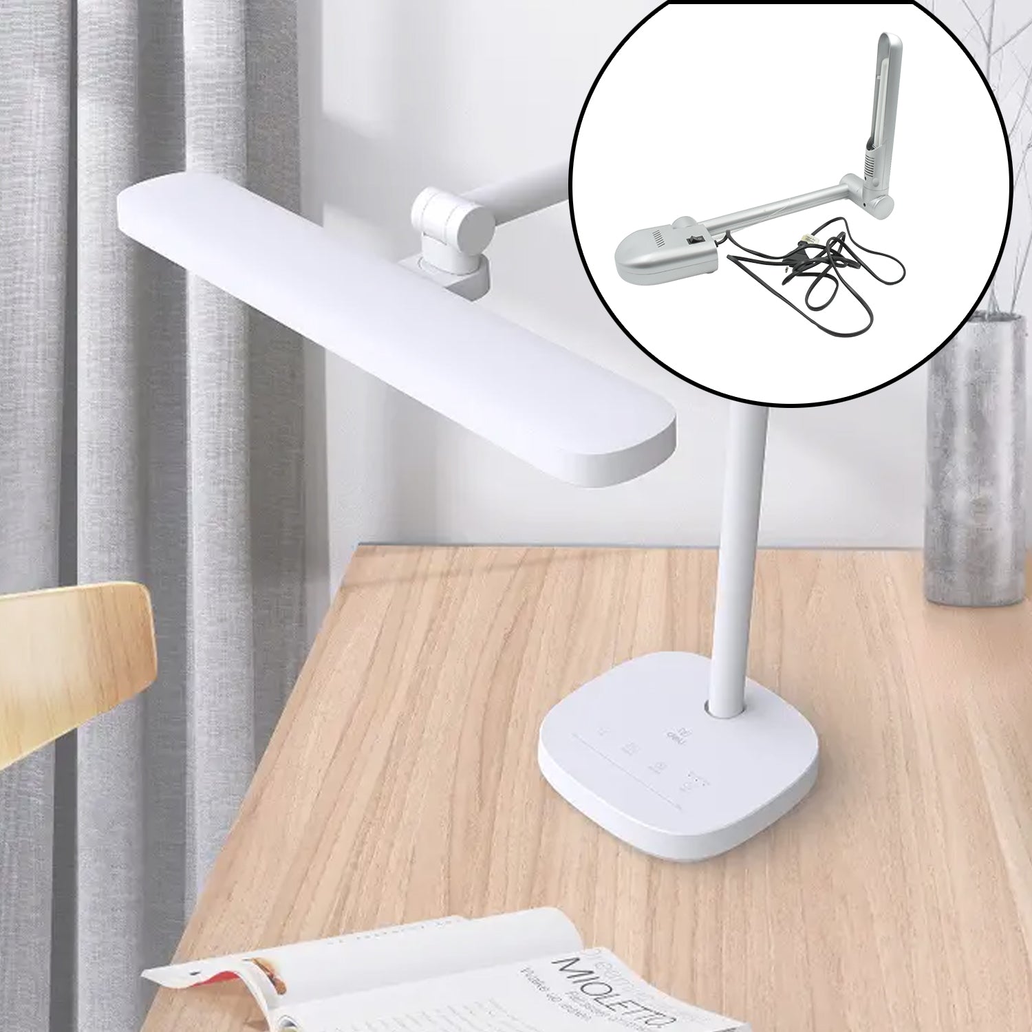 Multifunctional LED Desk Lamp Dimmable Office Lamp Children’s Student Desk Lamp Reading Lamp White Eye-Caring Desk Light, Energy Saving Desk Lamp Table Lamp - Study Desk Lamp (1 Pc) - Springkart 