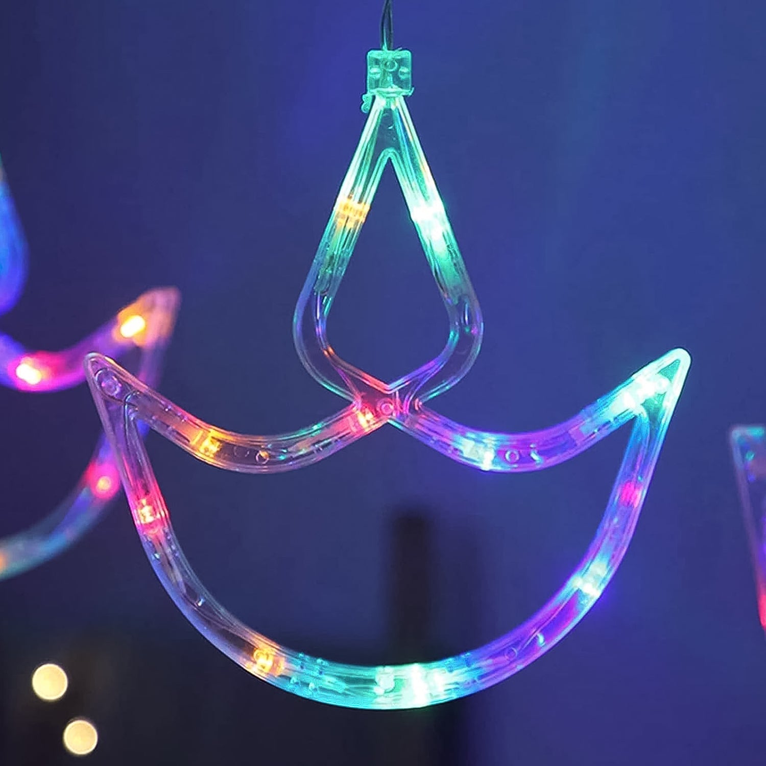 Multicolor 12 Diya Curtain String Lights, Window Curtain Lights with 8 Flashing Modes Decoration Light (Multi Color) - Springkart 