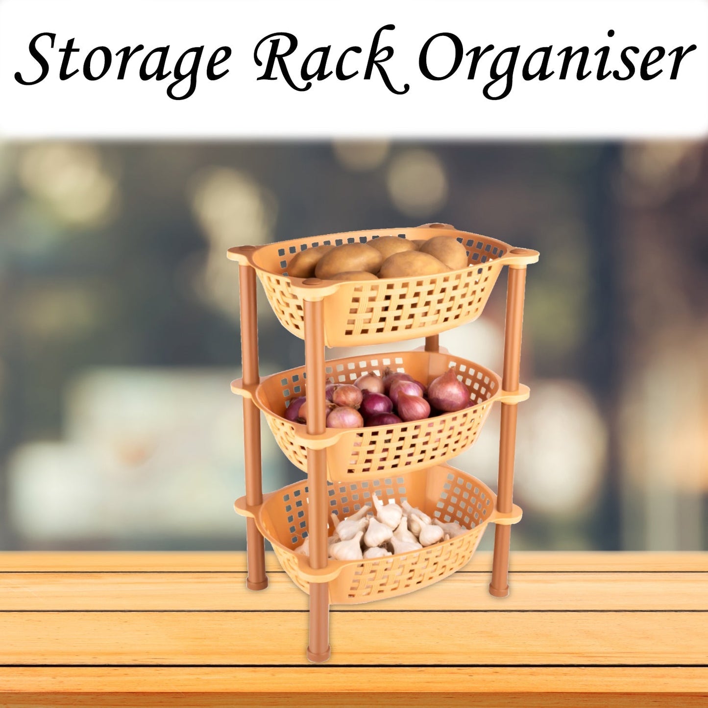 Multipurpose Plastic Storage Rack Organiser - 3 pcs - Springkart 
