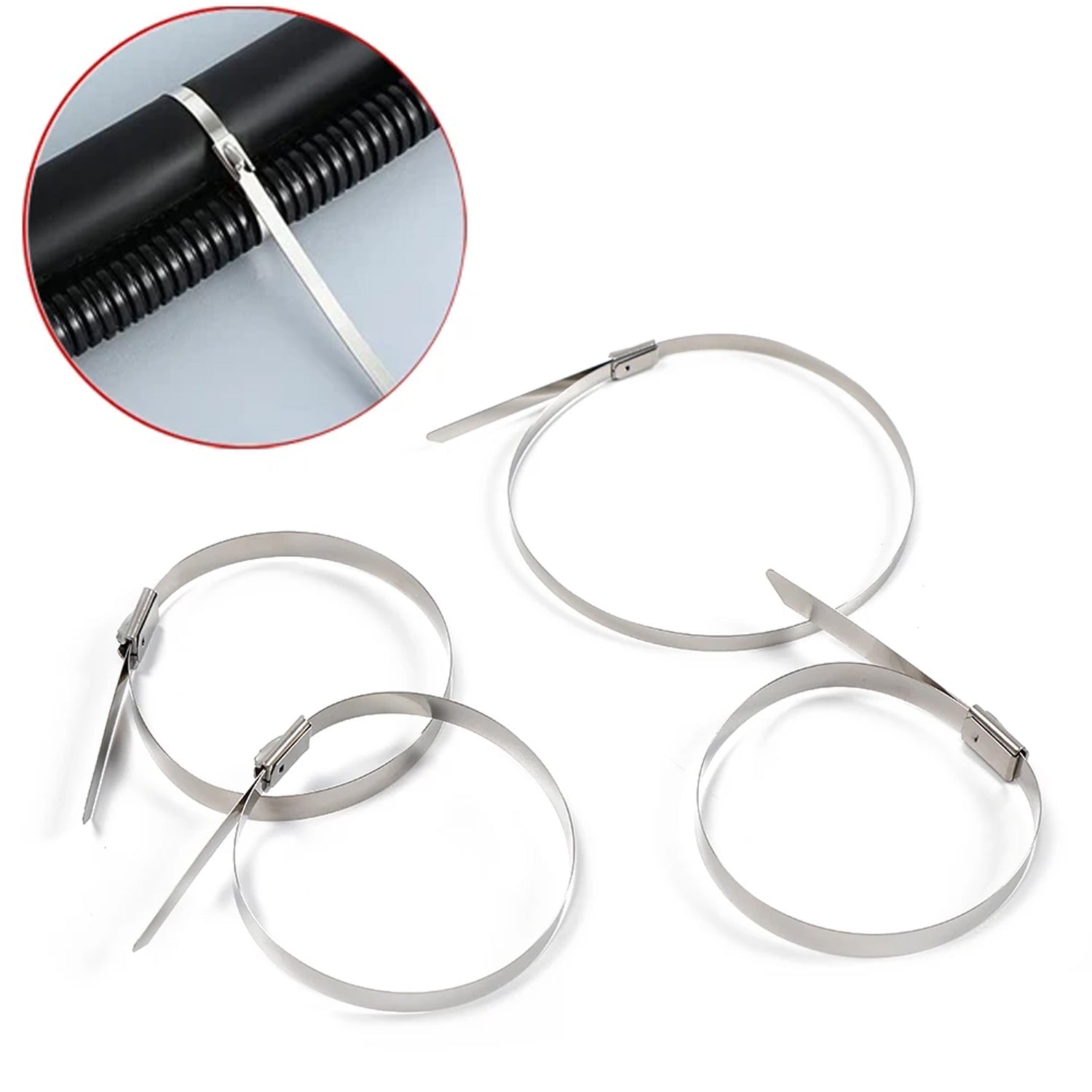 Stainless Steel Cable TIE Used for Solar, Industrial and Home Improvement Multipurpose HIGH Strength, Self-Locking Zip Ties, Multi-purpose Tie, Portable Rustproof 100Pcs Wide Application Zip Tie Set for Building (4.6x100MM / 100 pcs Set) - Springkart 