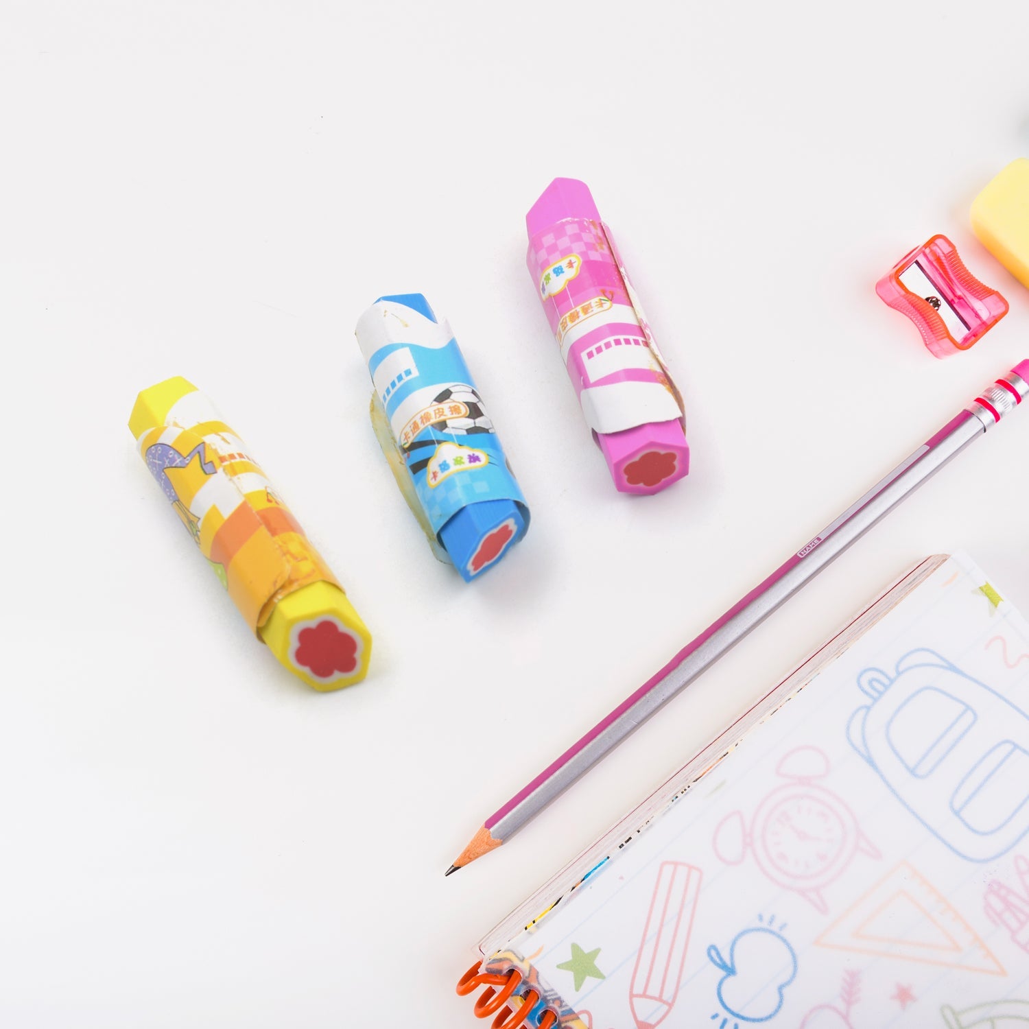 Lipstick Style Rubber Eraser for Return Gift, Lipstick Shape Non-Toxic Eraser for Kids, 3D Stationary for Birthday Return Gift (3 Pc Set) - Springkart 