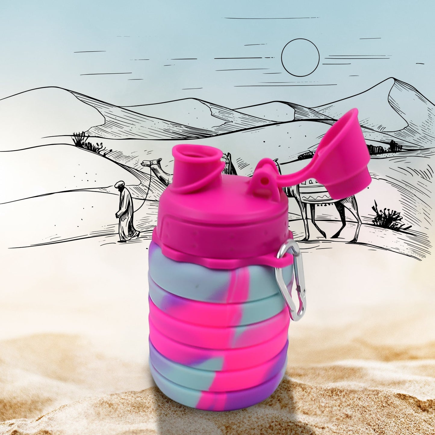 Silicone Foldable Water Bottle (1 Pc / 24 cm Foldable / 500 ML) - Springkart 