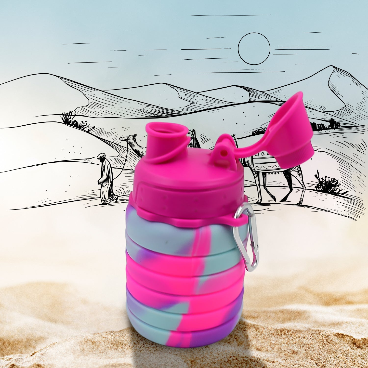 Silicone Foldable Water Bottle (1 Pc / 24 cm Foldable / 500 ML) - Springkart 