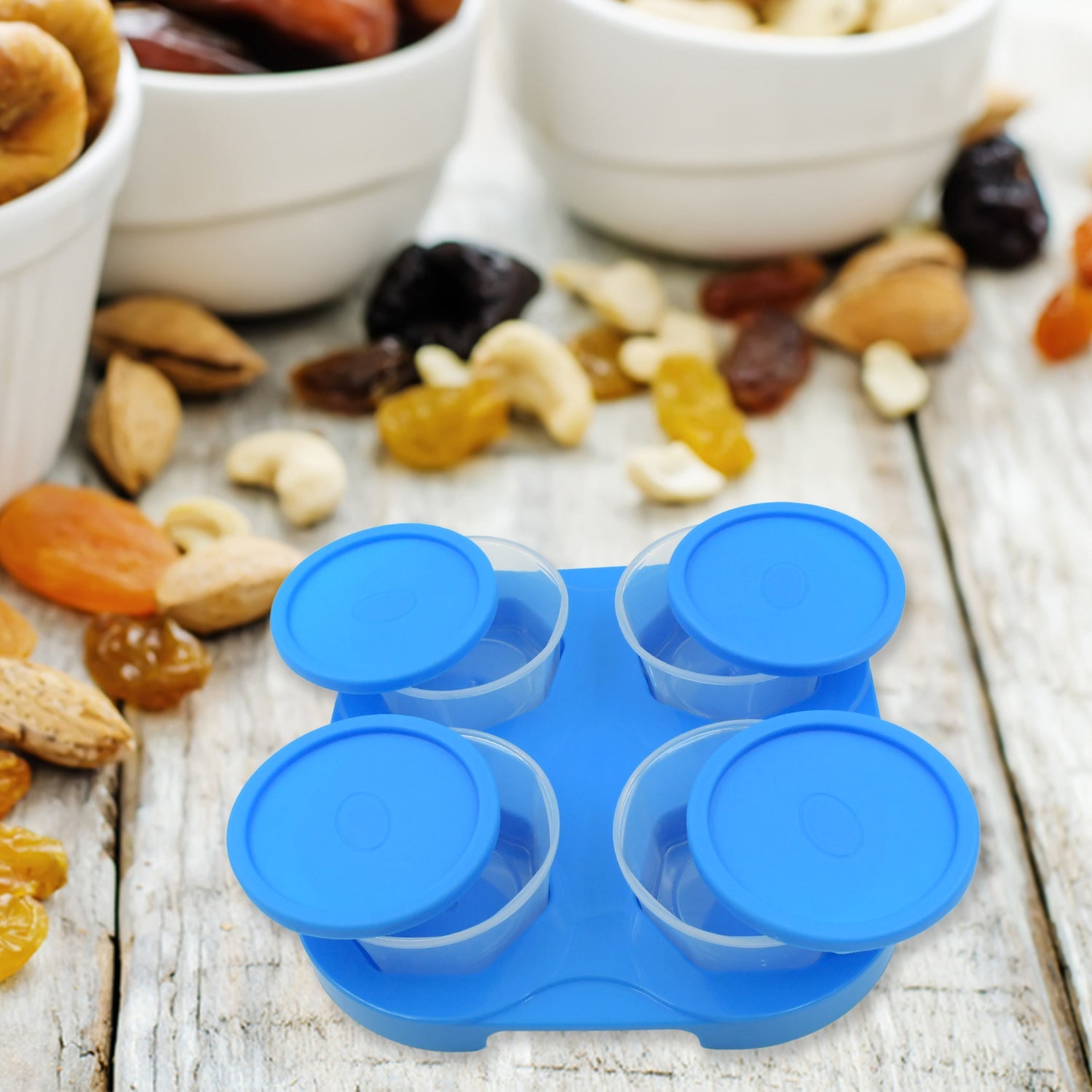 Airtight Container Jar 4 Pc Set With Stylish Tray for Kitchen Unbreakable Jar Set for Multipurpose Storage ( Mukhwas Dani ) - Springkart 