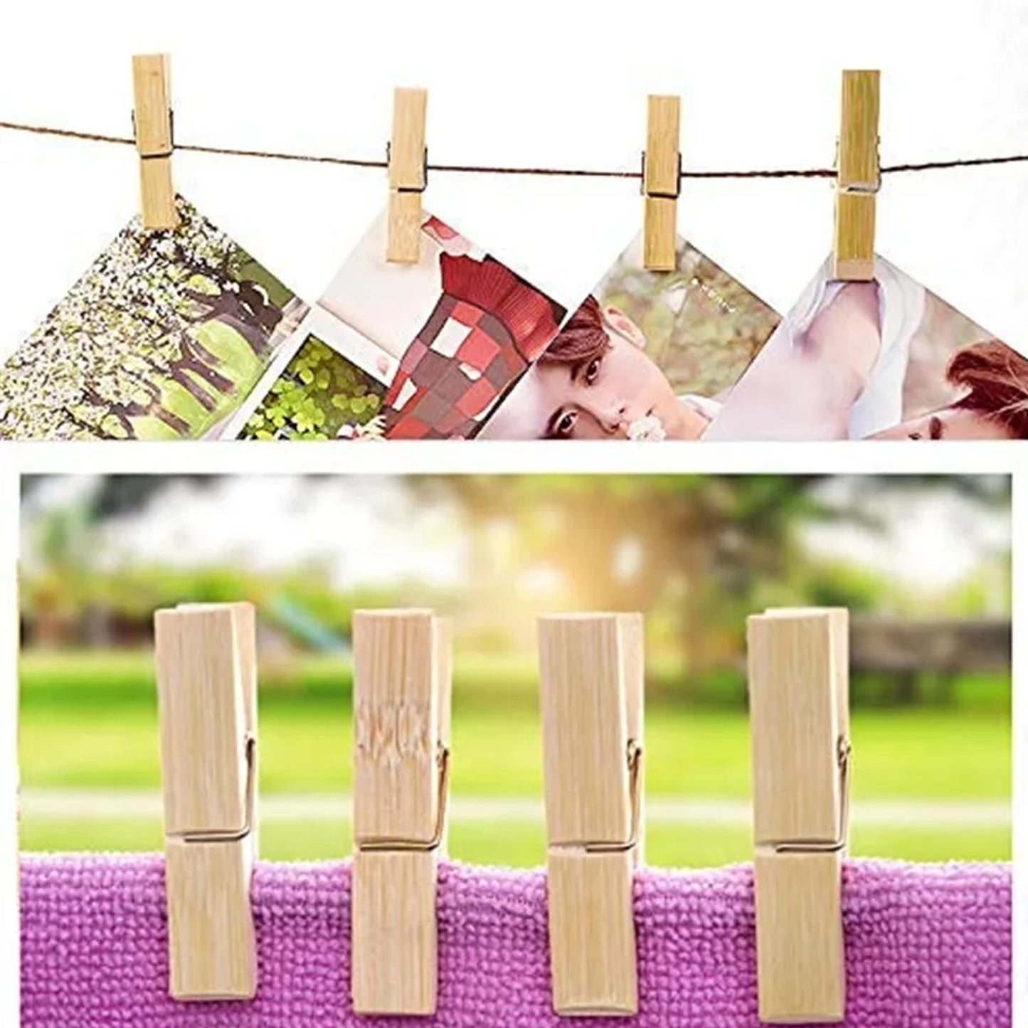 Multipurpose Wooden Heavy Clip (20 Pieces) for Clothespin , Dryer, Hanger, Photo Paper Peg Pin, Craft Clips for School Arts Crafts Decoration - Springkart 