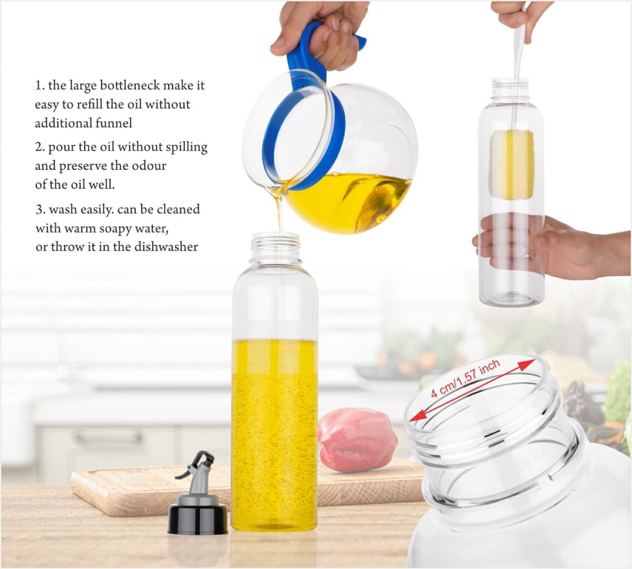 Oil Dispenser Transparent Plastic Oil Bottle | 1 Liter - Springkart 