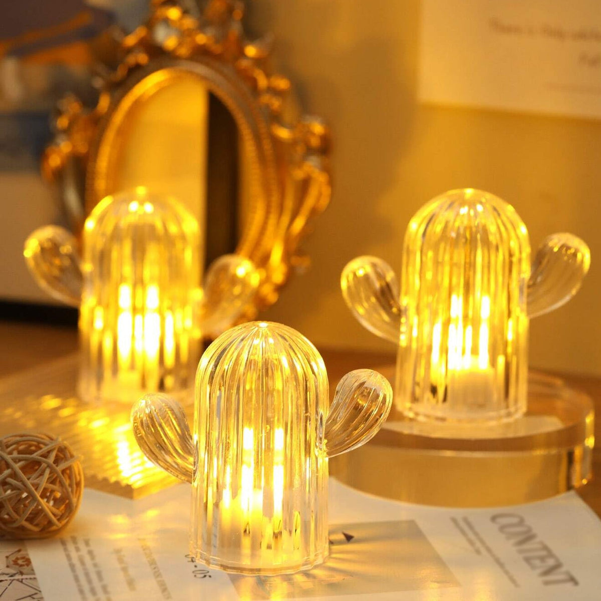Cute Cactus LED Night Light (Cactus / 4 Pcs Set) - Springkart 