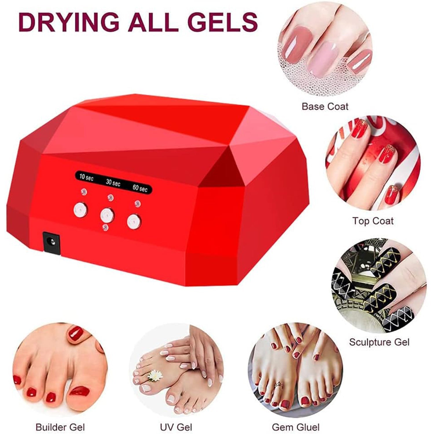 36W LED Nail Dryer Fast Curing Lamp with Motion Sensor (1 Pc) - Springkart 