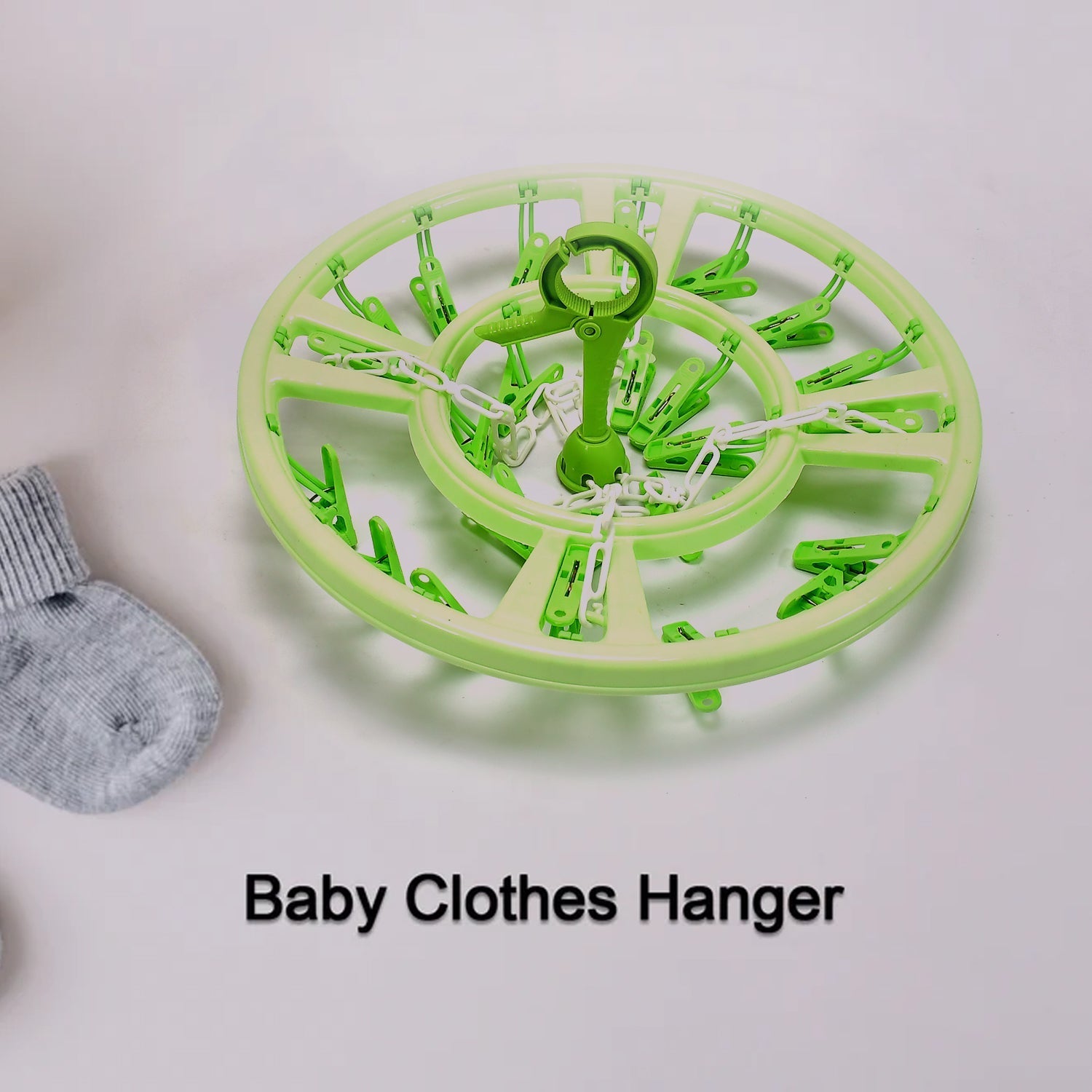 PLASTIC ROUND CLOTH DRYING HANGING HANGER ( 15 CLIPS ) - Springkart 