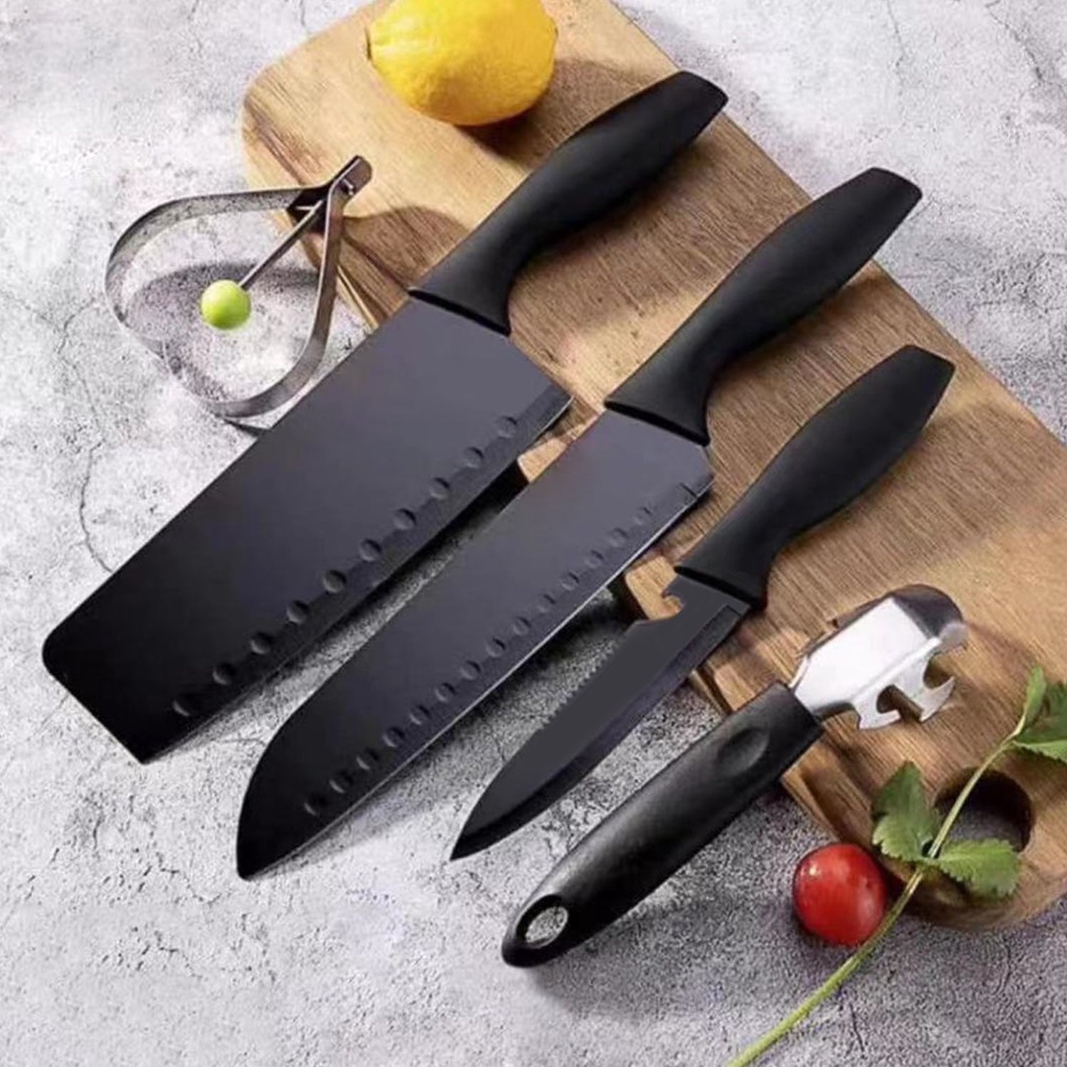 Stainless Steel Chef Knife Set, 5pc Kitchen Cutlery - Springkart 