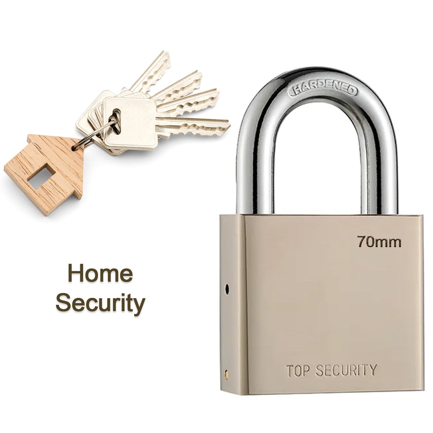 Heavy Steel Premium Square Padlock 70mm With 4 Keys | Multipurpose Hardened Shackle Padlock for Door, Gate, Shutter and Home - Springkart 