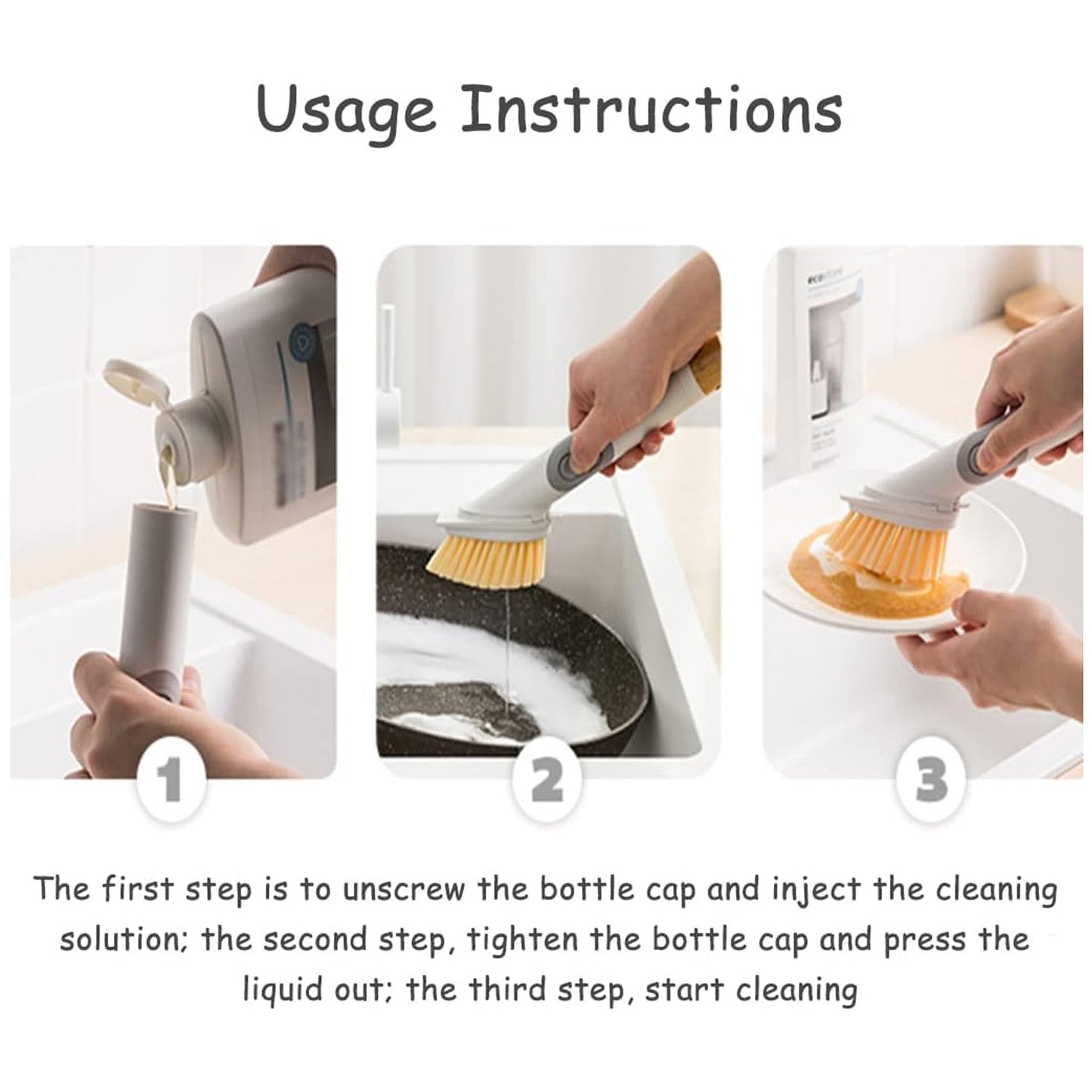 Cleaning Brushes Set, Scrub Brush Bathroom Brush, Long Handle Liquid Dispenser Pot Washing Brush - Springkart 