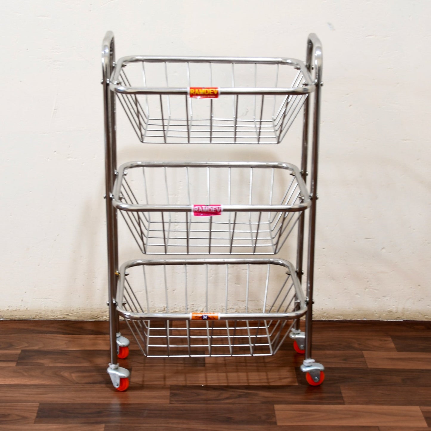 Multipurpose 3 Layer Stainless Steel Fruit & Vegetable 4 Stand Kitchen Trolley | Fruit Basket | Vegetable Basket | Onion Potato Rack For Kitchen | Vegetable Stand For Kitchen - Springkart 