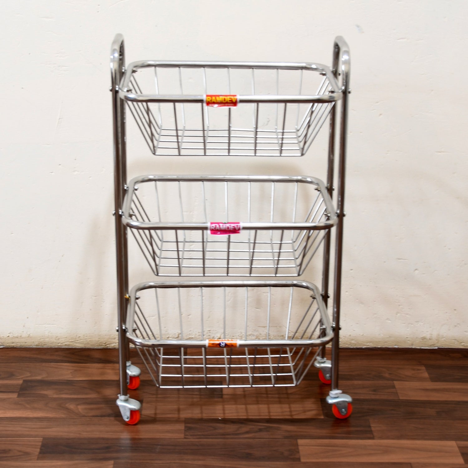Multipurpose 3 Layer Stainless Steel Fruit & Vegetable 4 Stand Kitchen Trolley | Fruit Basket | Vegetable Basket | Onion Potato Rack For Kitchen | Vegetable Stand For Kitchen - Springkart 