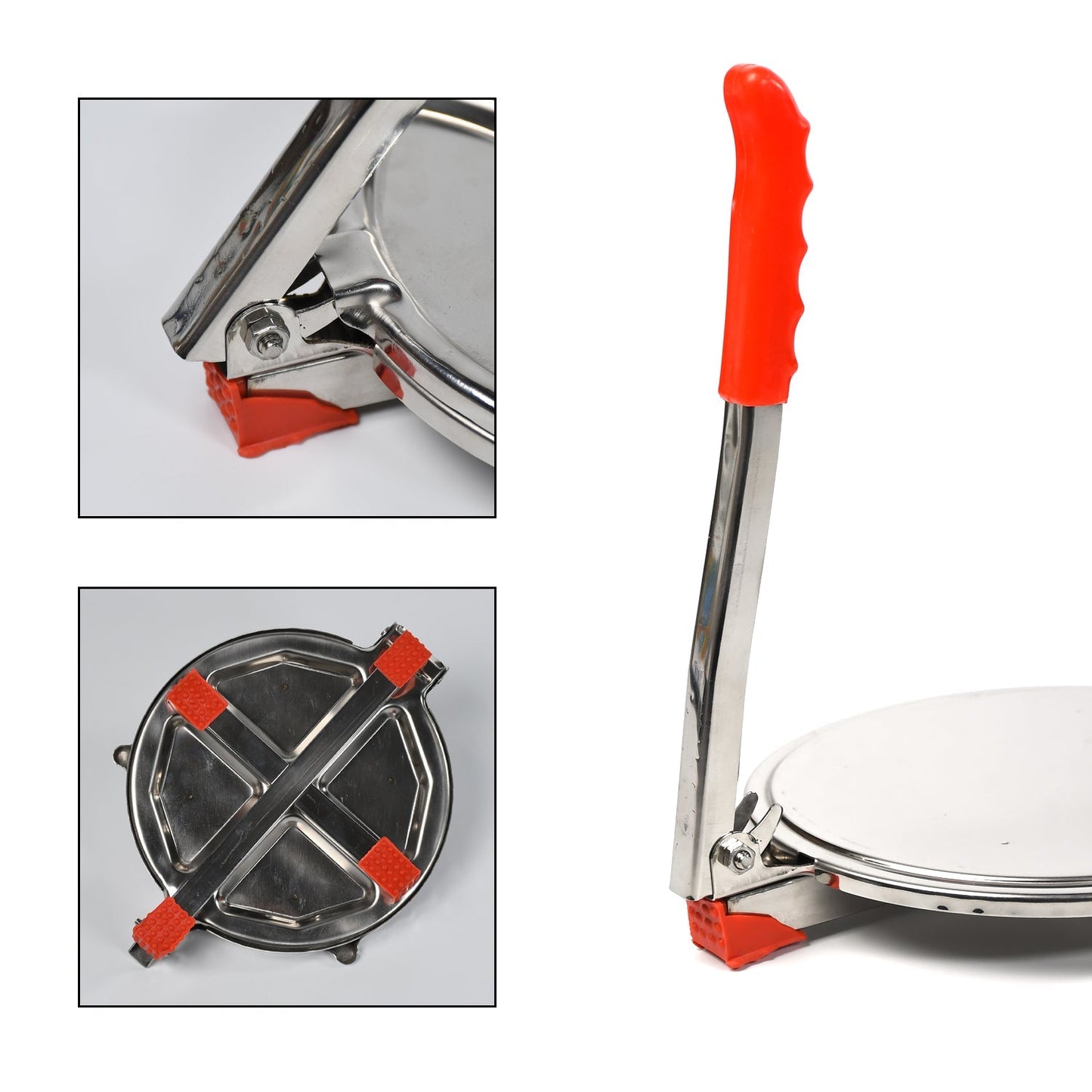 PURI PRESS MAKER - STAINLESS STEEL PURI MAKER PRESS MACHINE - ROTI CHAPATI PRESSER FOR HOME -KHAKHRA- PURI MAKER PRESS MACHINE WITH HANDLE, MANUAL PURI MAKER (MEDIUM) - Springkart 