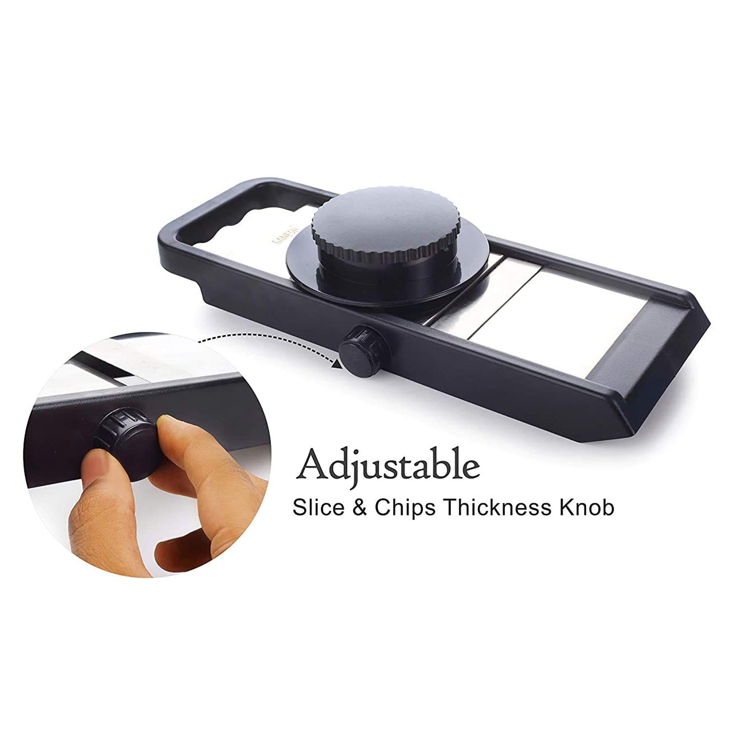 Ganesh Adjustable Plastic Slicer, 1-Piece, Black / Silver - Springkart 