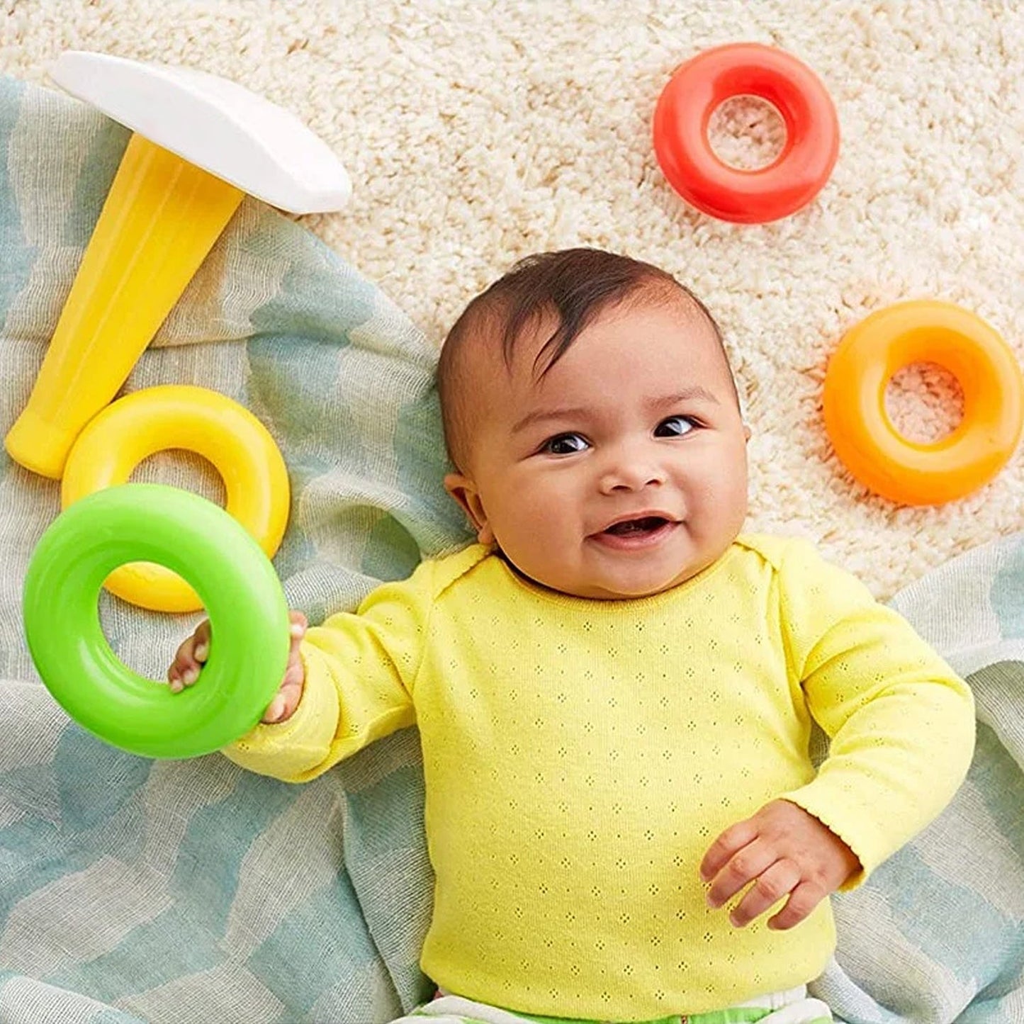 Plastic Baby Kids Teddy Stacking Ring Jumbo Stack Up Educational Toy 5pc - Springkart 