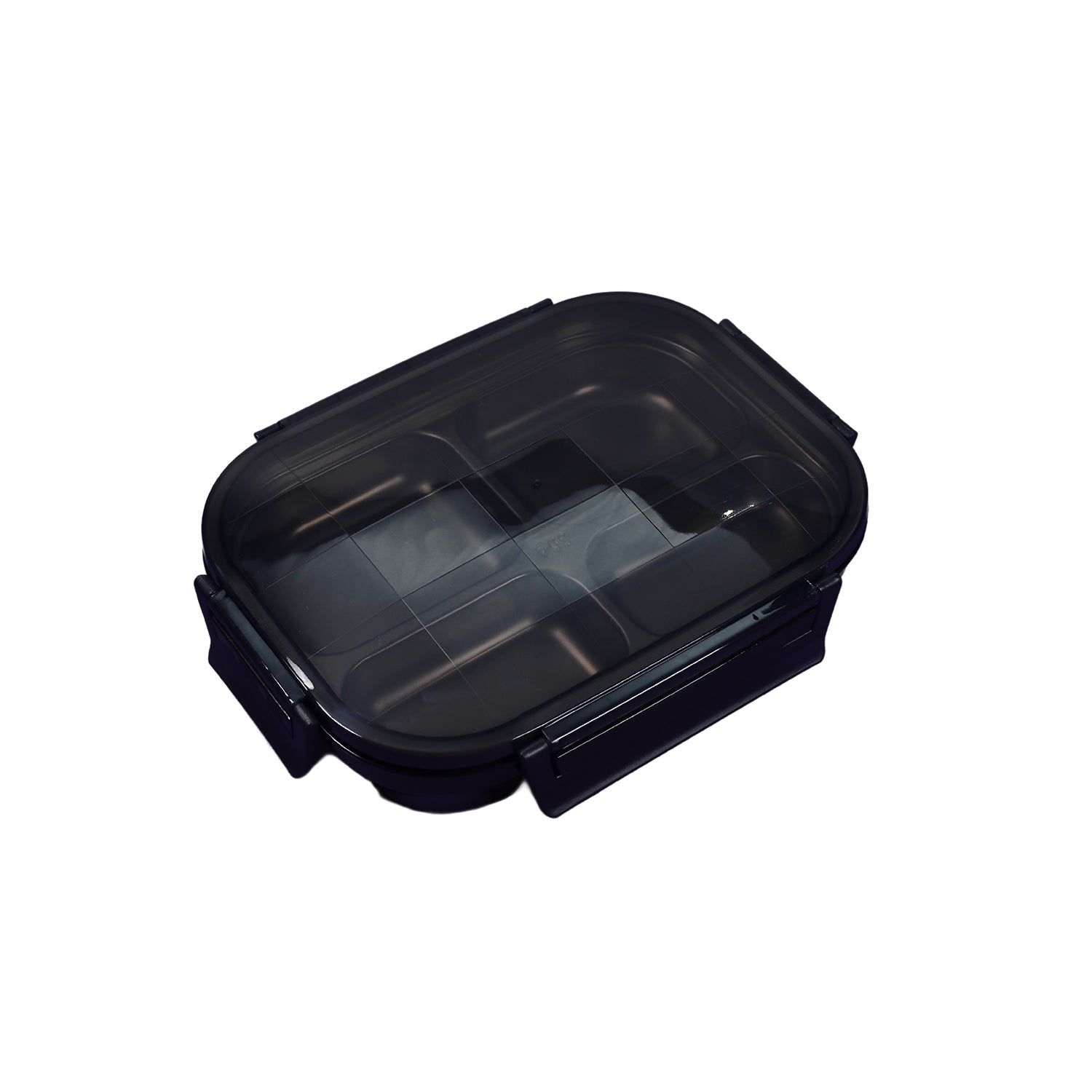 Black Transparent 4 Compartment Lunch Box for Kids and adults, Stainless Steel Lunch Box with 4 Compartments. - Springkart 